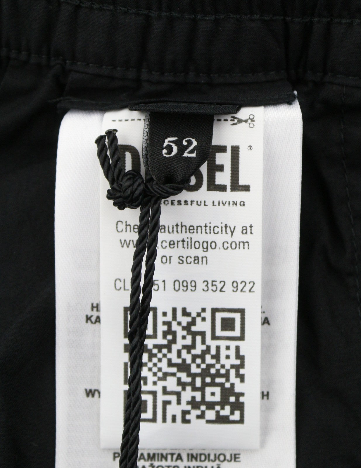 Diesel P-ferg-out-nye Herreshorts 52sort Elastisk snøre i taljen Rrp120