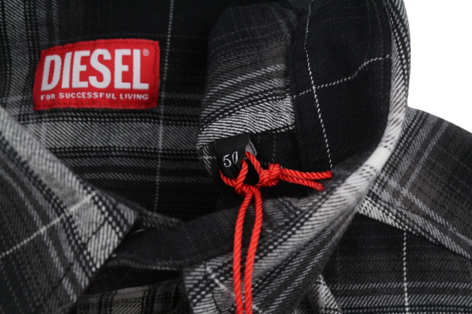 Camisa masculina Diesel S-simply-a de flanela preta xadrez grossa Rrp195