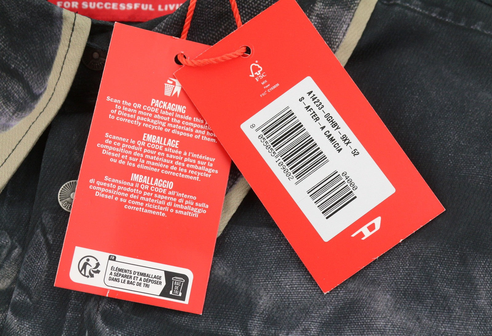 Diesel S-after-a herenoverhemdzwart gedrapeerde keperzakken imitatie Rrp295