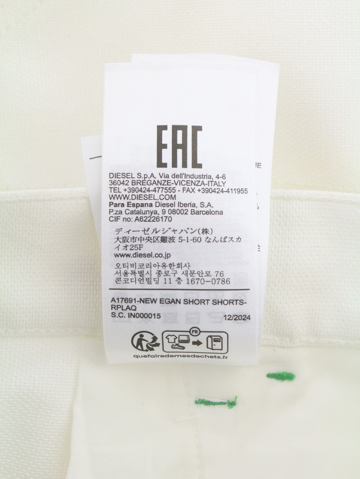 Diesel Nya Egan Herr Shortswhite Rigid Patch fickor Rrp140