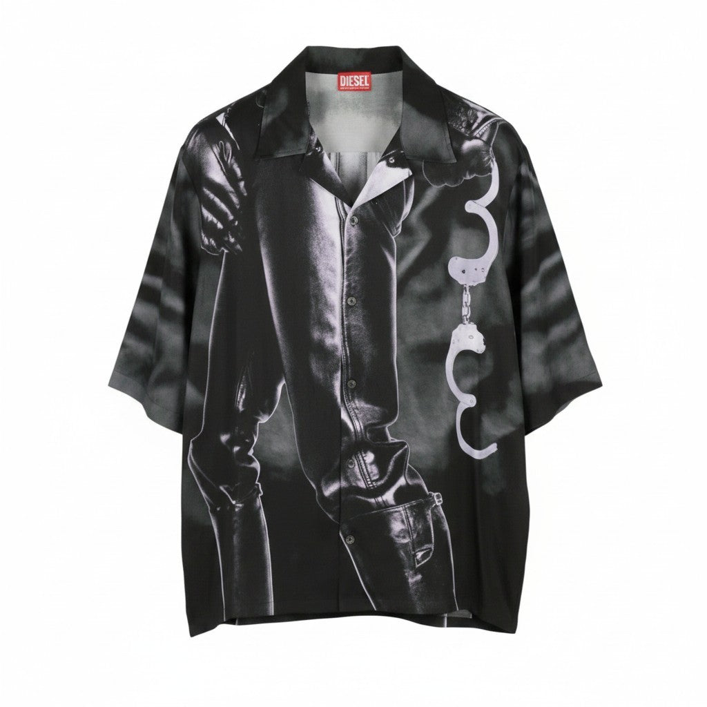 Diesel Pr-s-mec-23 Chemise Hommenoir Imprimé Graphique All-over Unisexe Rrp175