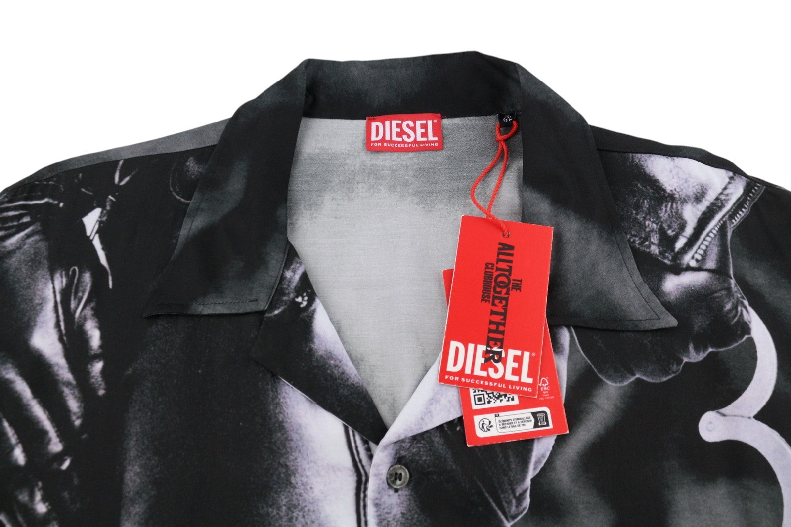 Diesel Pr-s-mec-23 Chemise Hommenoir Imprimé Graphique All-over Unisexe Rrp175