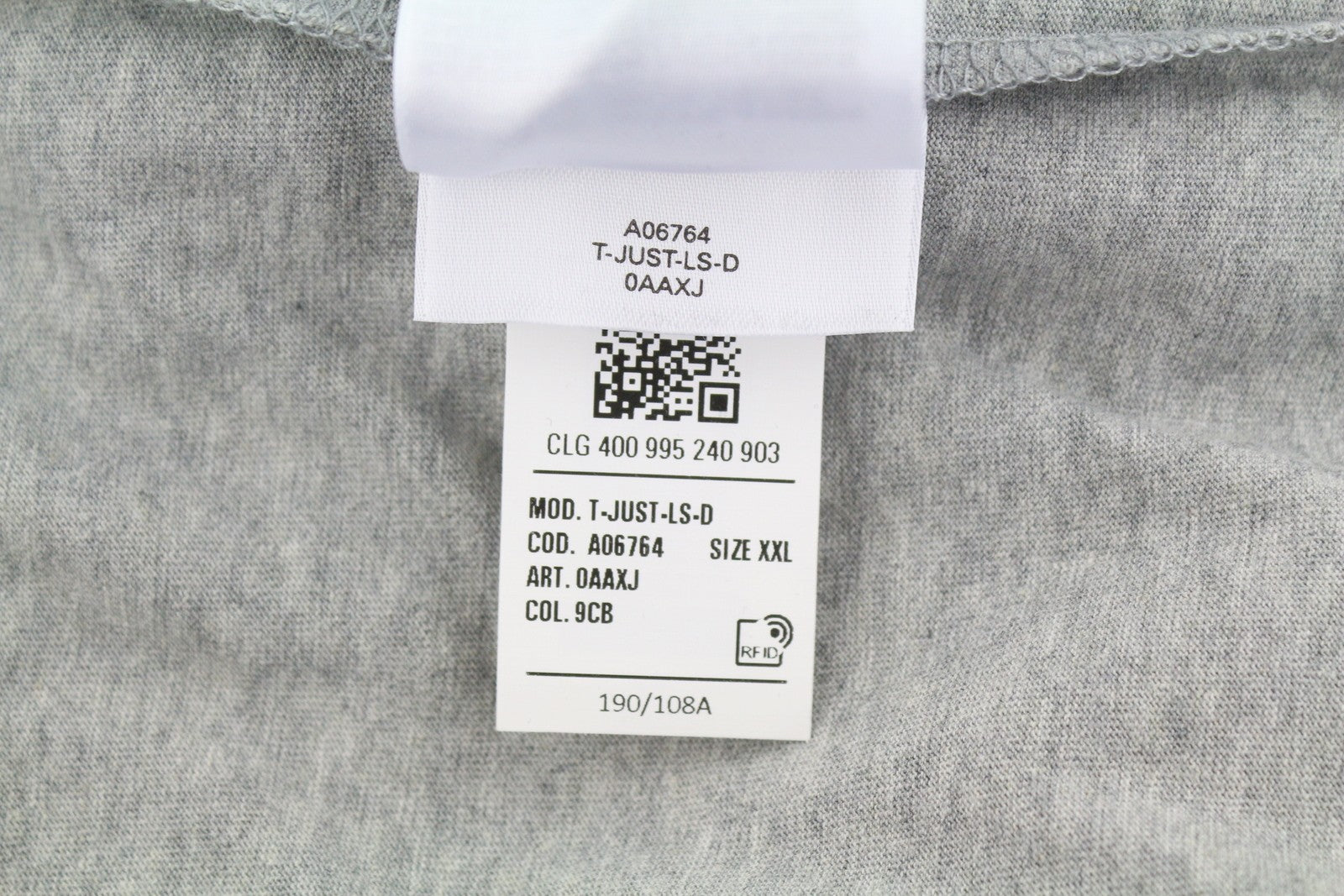 Diesel T-just-ls-d Camiseta De Hombre 2xl Gris Melange Cuello Redondo Manga Larga