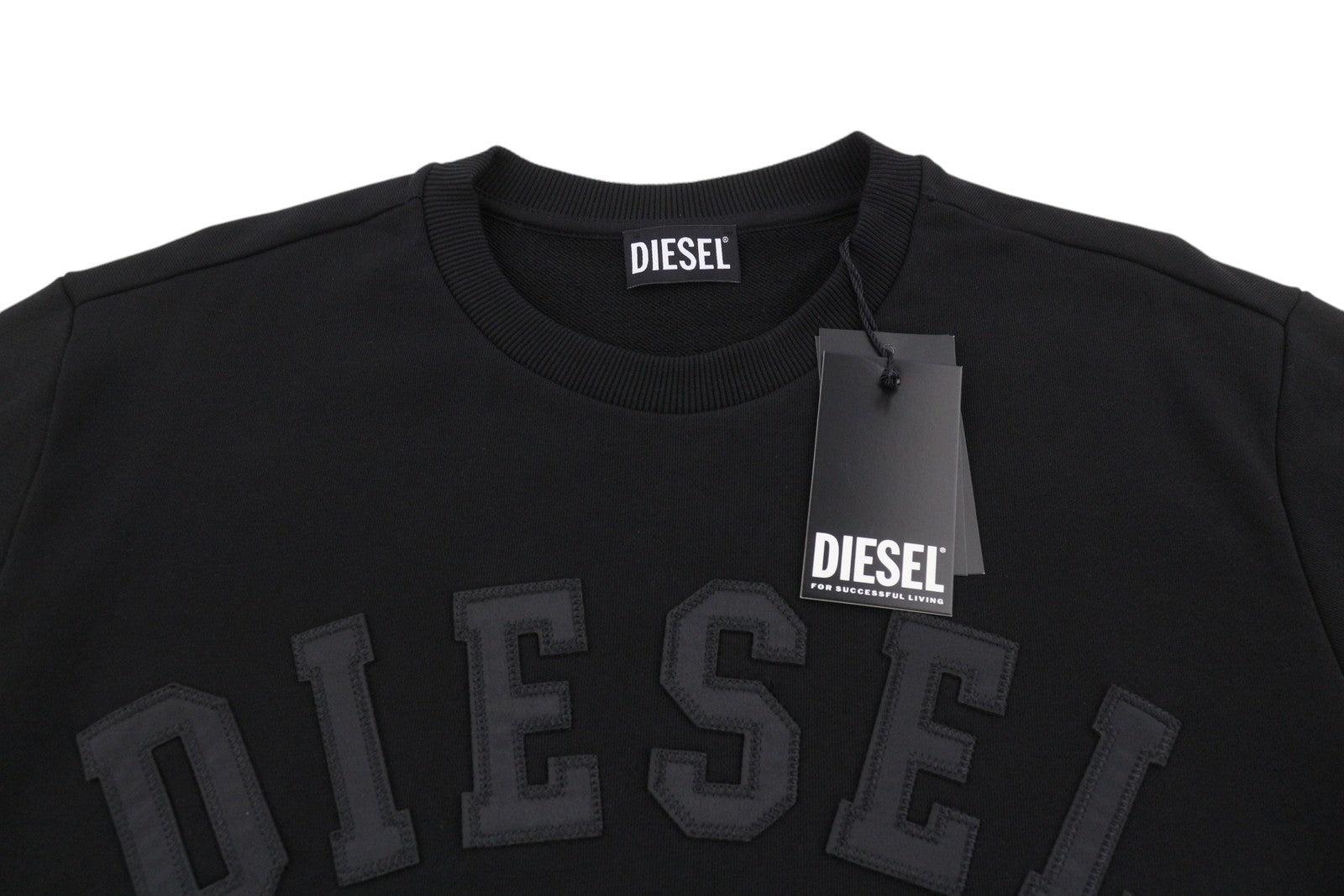 Díosal S-gir-crewneck Otb Fir Sweatshirt dubh Cotton Crew Muineál Tarraing Ar Rrp175