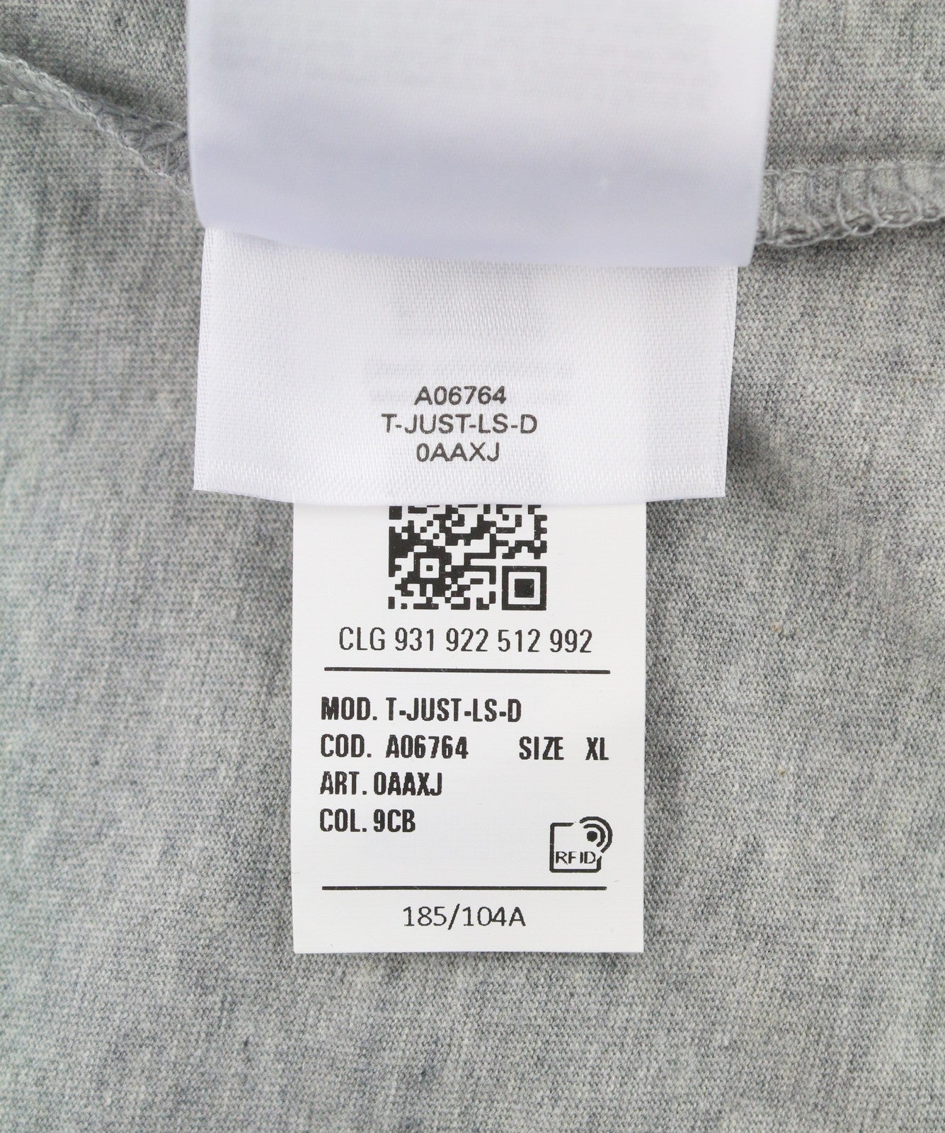 Pánské tričko Diesel T-just-ls-d šedé Melange Crew Neck Dlouhý rukáv