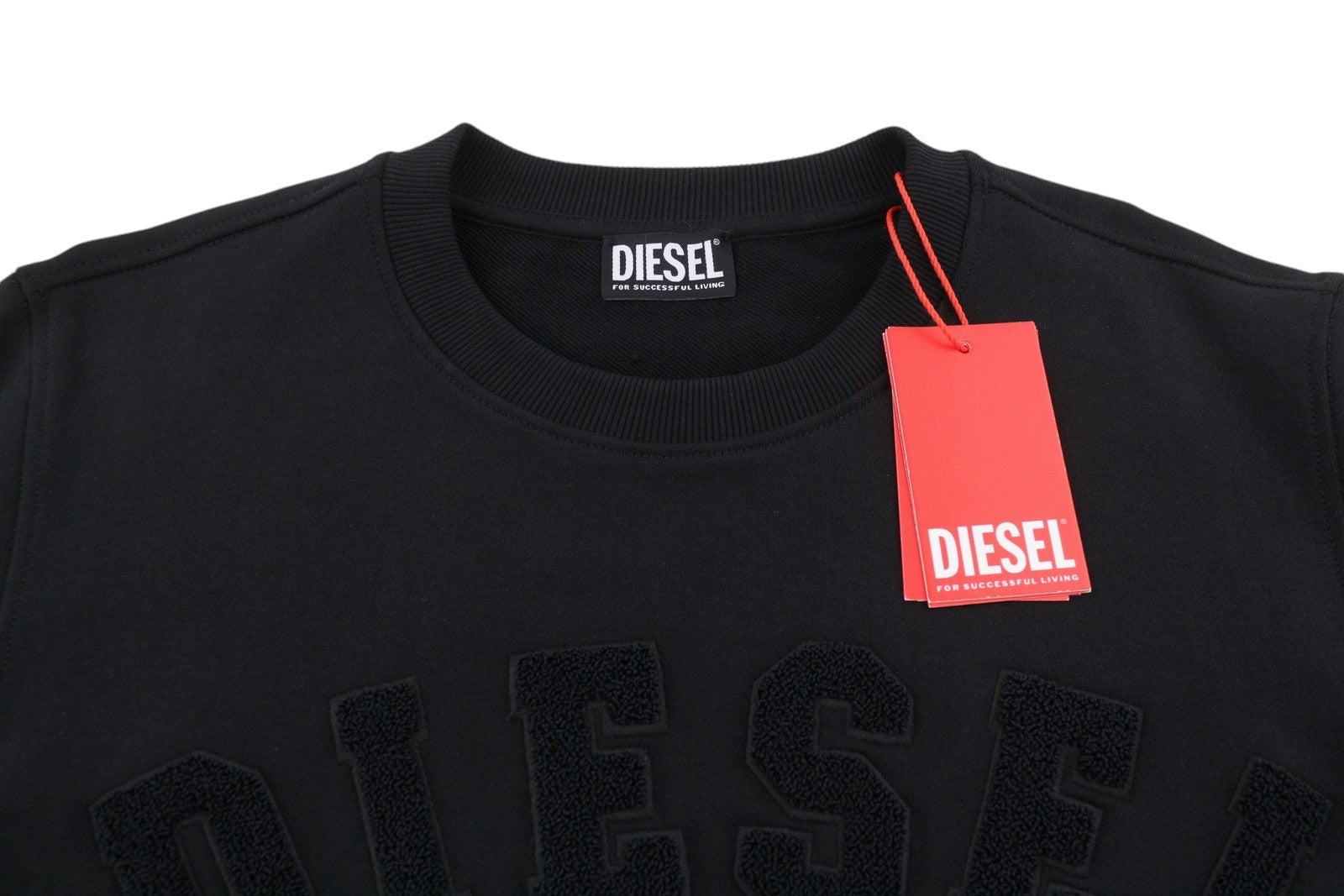 Diesel S-ginn-ps Sudadera De Hombre Negro Algodón Cuello Redondo Pull On Rrp175