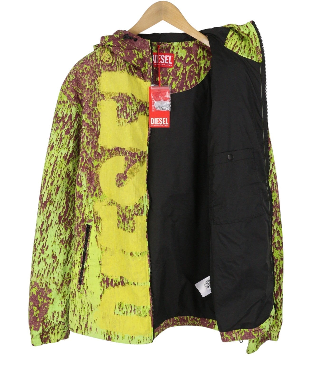 Diesel J-brick Giacca da uomo leggera con cappuccio stampata multicolore Rrp295