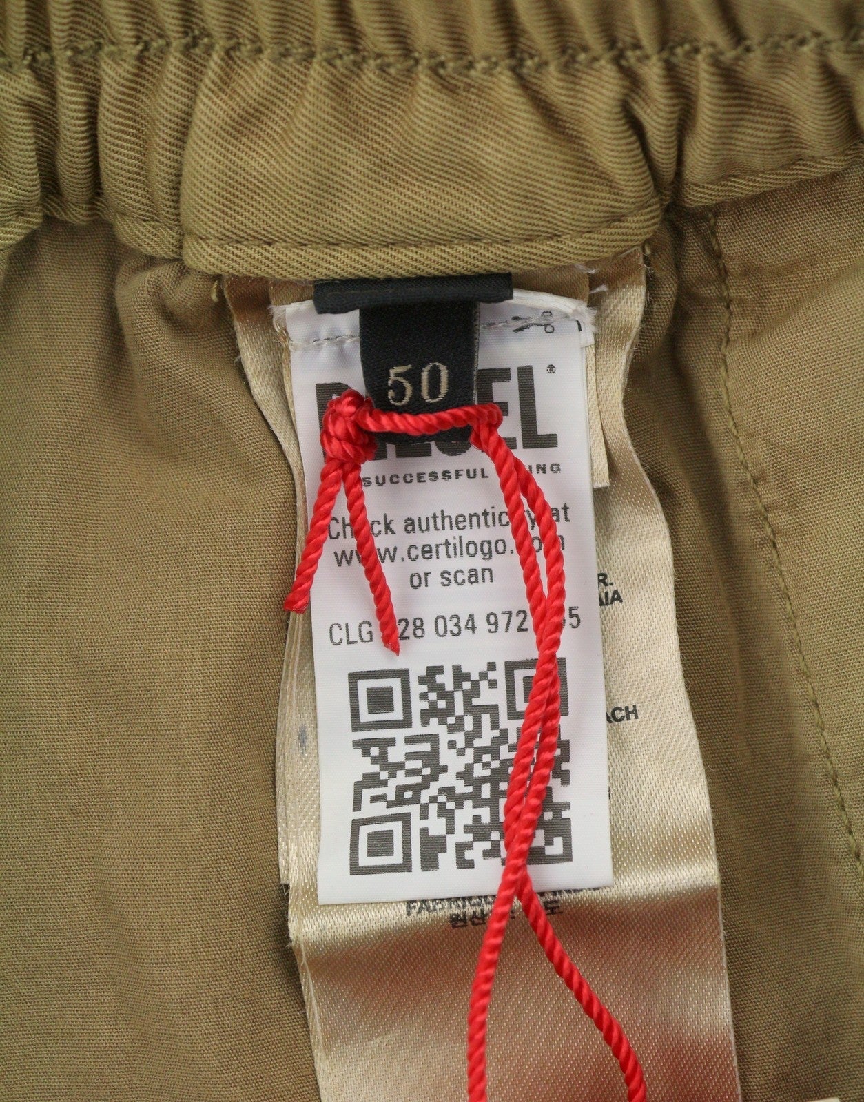Diesel P-beeck-short Herreshorts 50brun Elastisk talje Cargo Rrp195