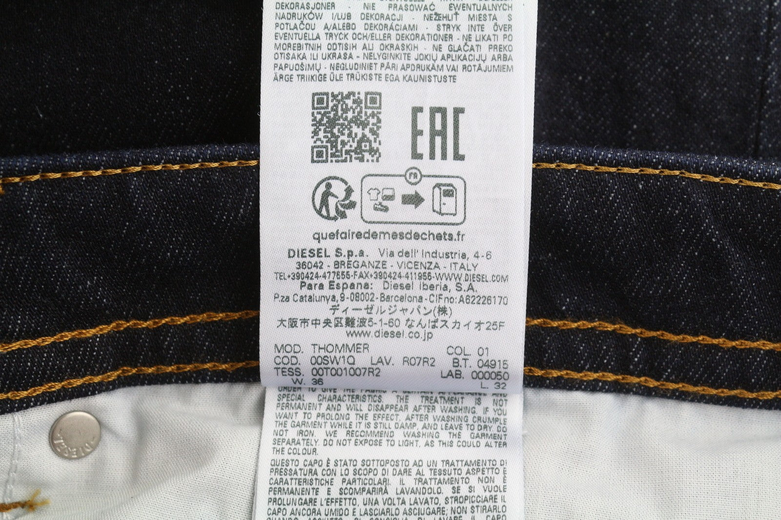 Diesel Thommer R07r2 Pánské Jeanstmavě modré Slim Fit Nízký pas Rrp150