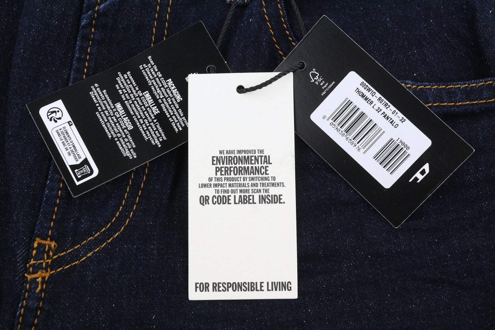 Diesel Thommer R07r2 Pánské Jeanstmavě modré Slim Fit Nízký pas Rrp150