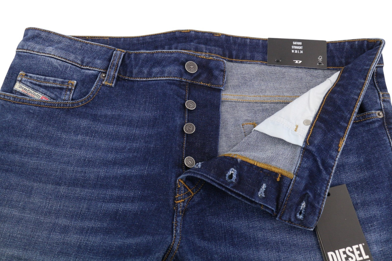 Diesel Safado-x R608l mænd jeansblå falmede knurhår lige Rrp175