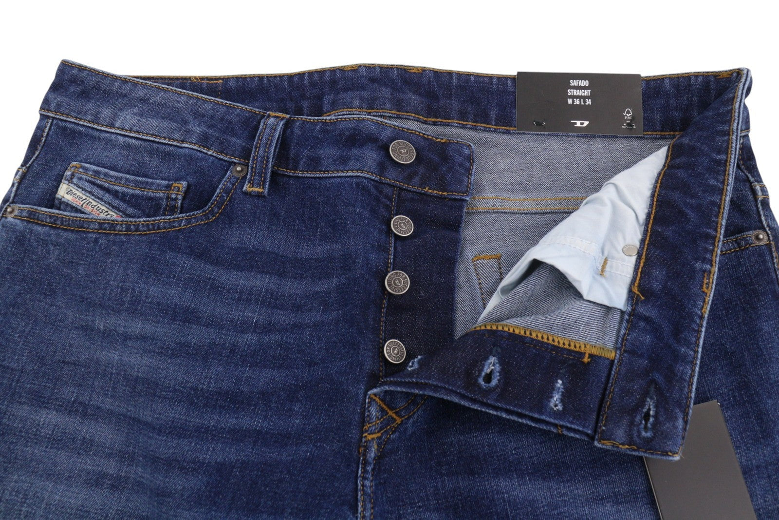 Diesel Safado-x R608l mænd jeansblå falmede knurhår lige Rrp175
