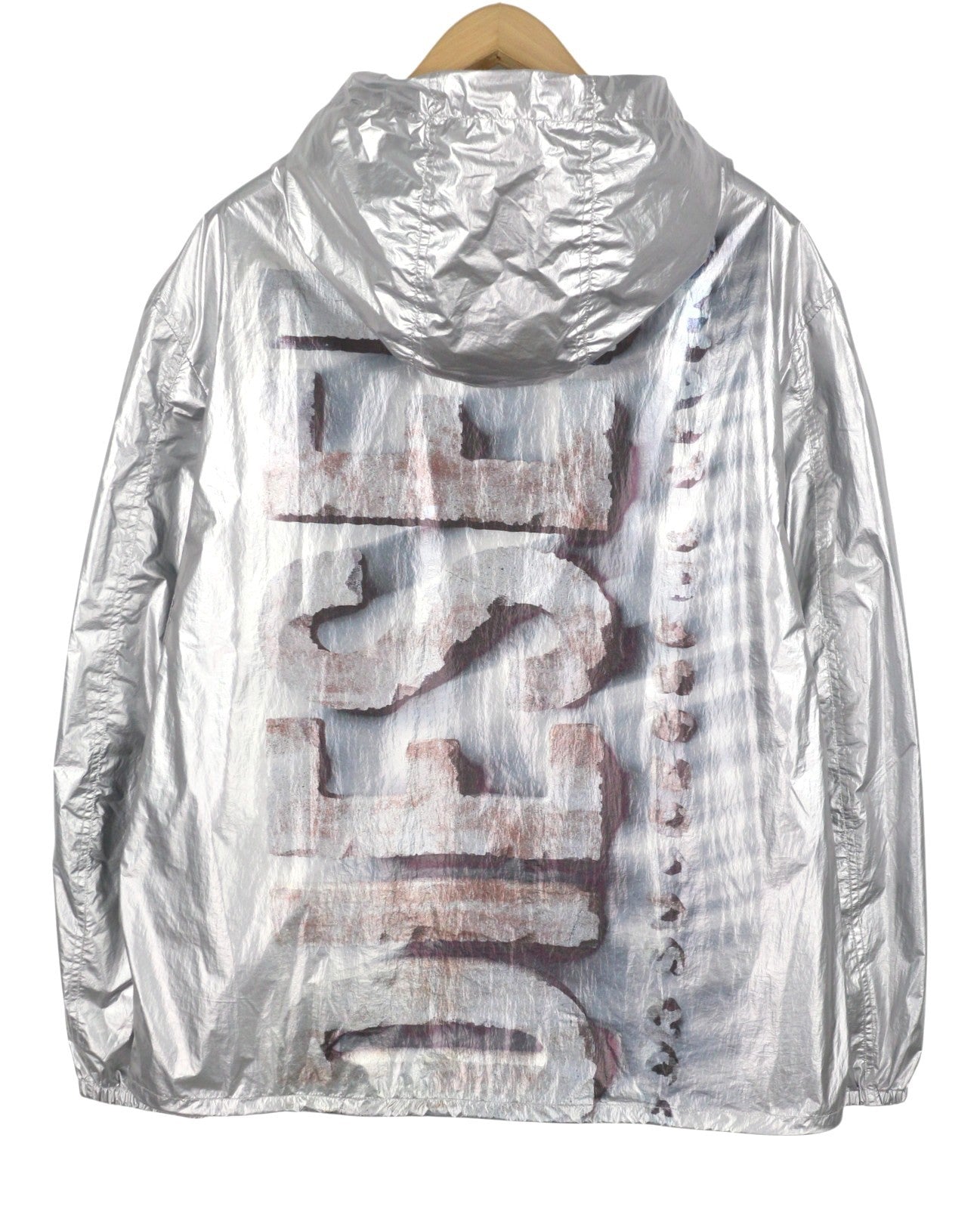 Diesel J-otte Men Jacketshiny Silver Hooded Windbreaker Lightweight Rrp295