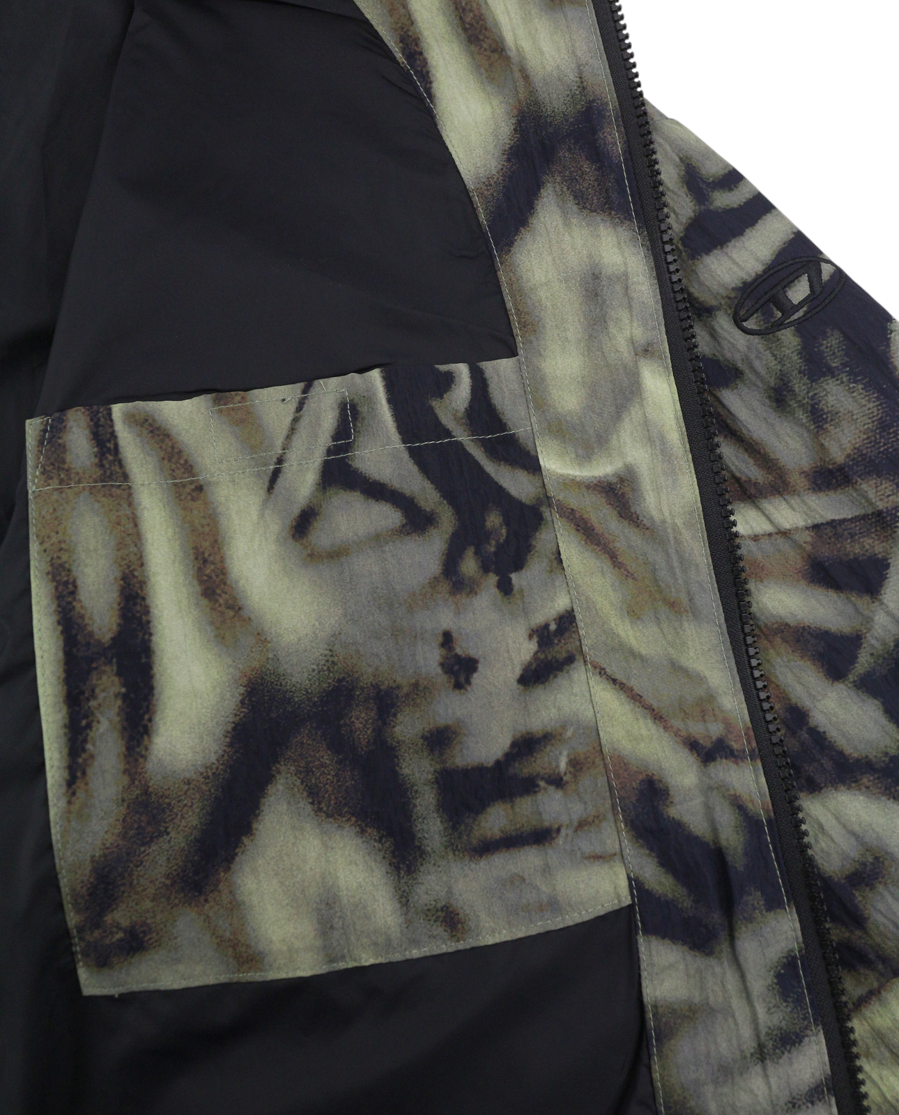 Diesel J-Leopold-Zebra Herrenjacke, grüner Kapuzen-Windjacke, leicht, RRP275