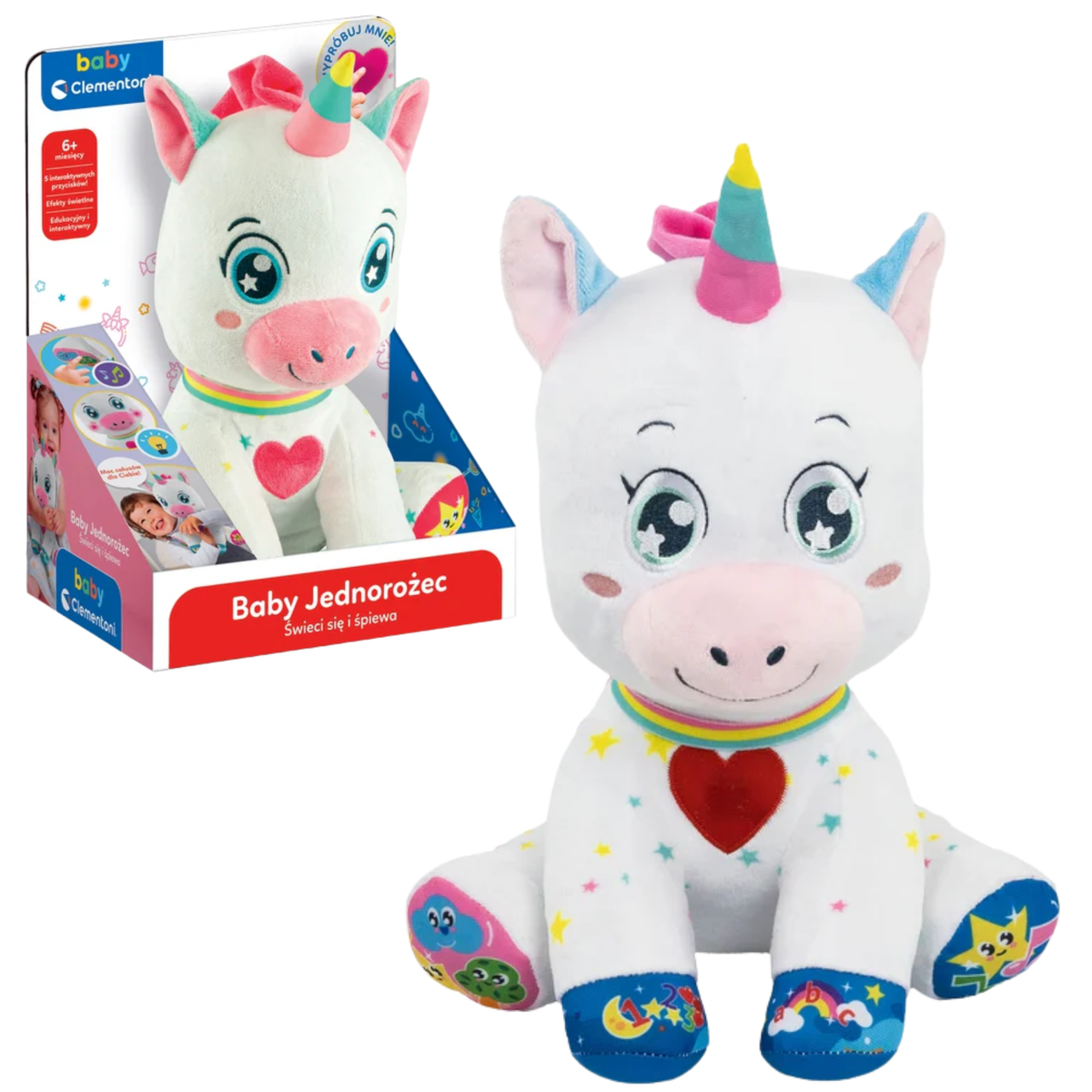 Sweet Interactive Plush Unicorn Lights & Sings Polish Language Clementoni 50937
