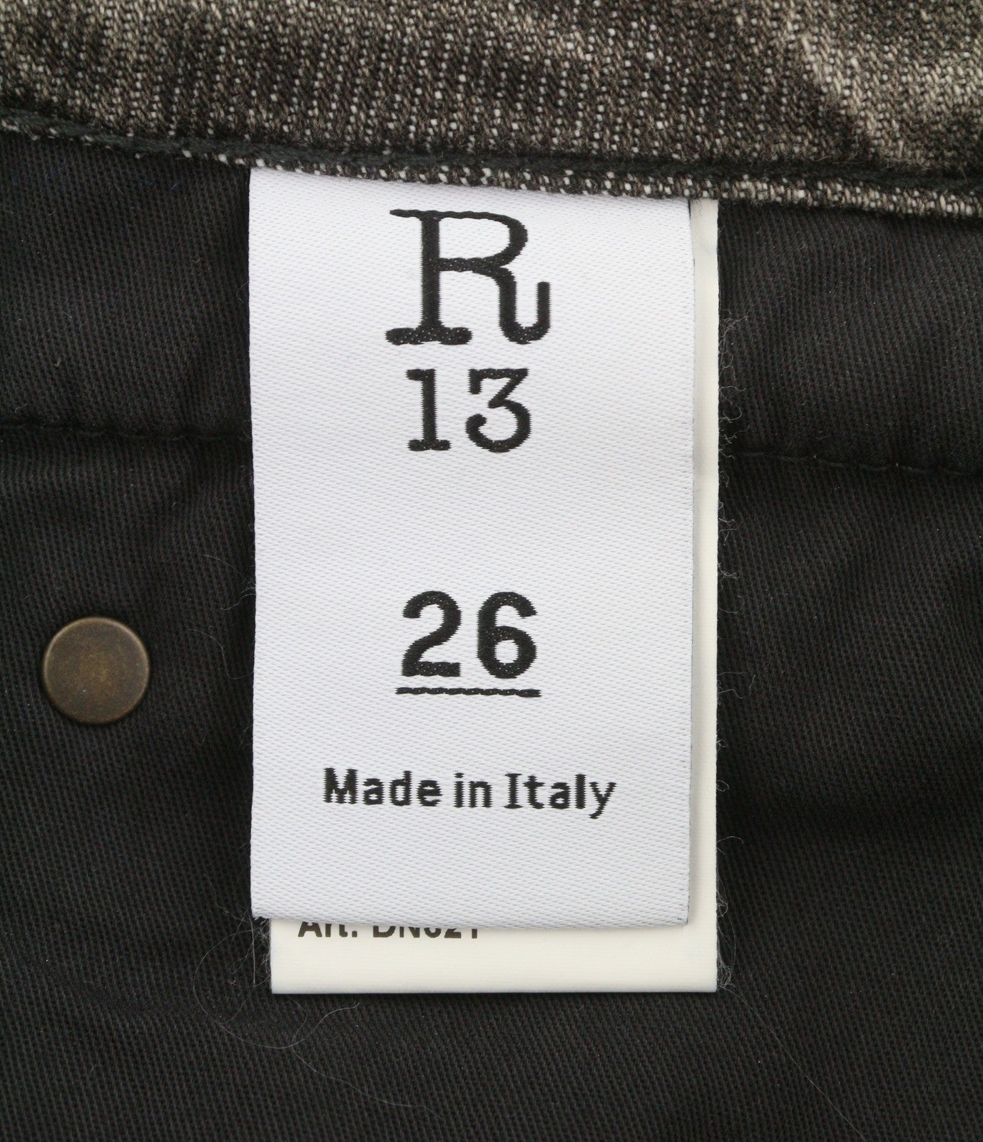 R13 Boy Straight Women Jeans 26 Abbey Black Whiskers Faded Distress Cropped Ps26