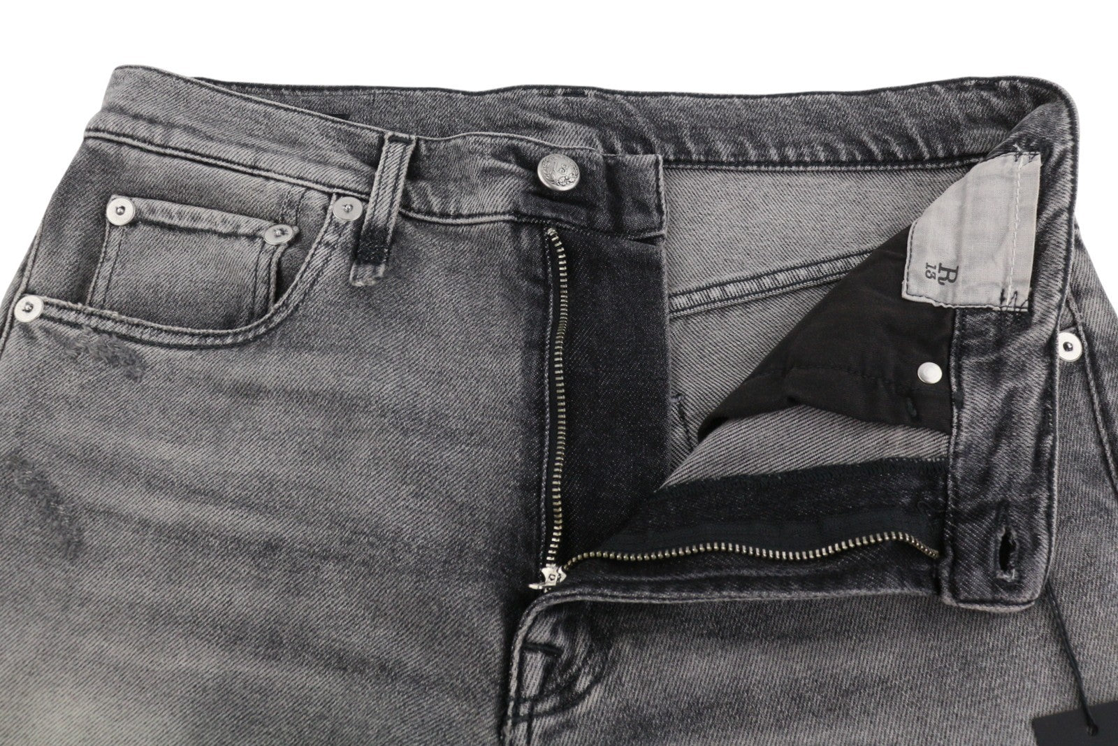 R13 Boyfriend дамски дънки 27 Vintage Grey Faded Distress Cropped Ps26 Rrp595