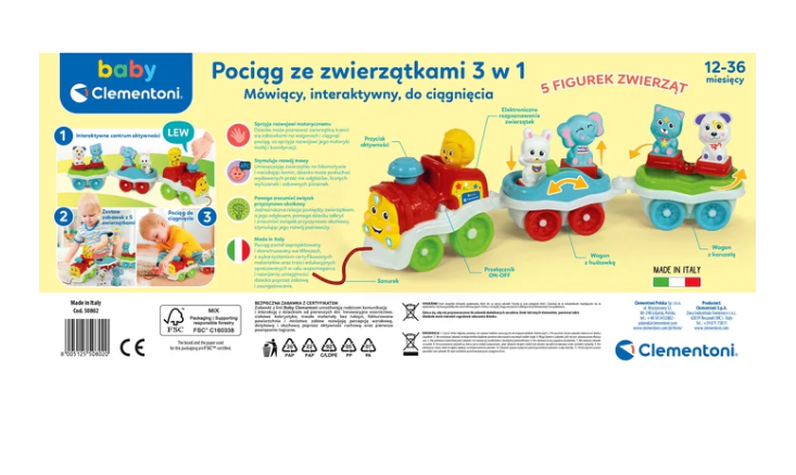 Interactive Animal Train Polish Language clementoni 50802