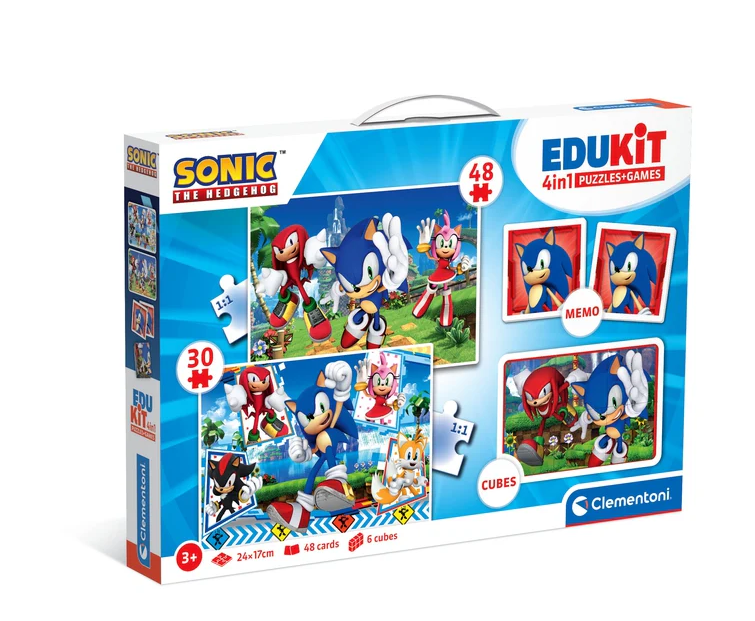 Educational Set Puzzle Memo & Blocks Sonic Clementoni 18318