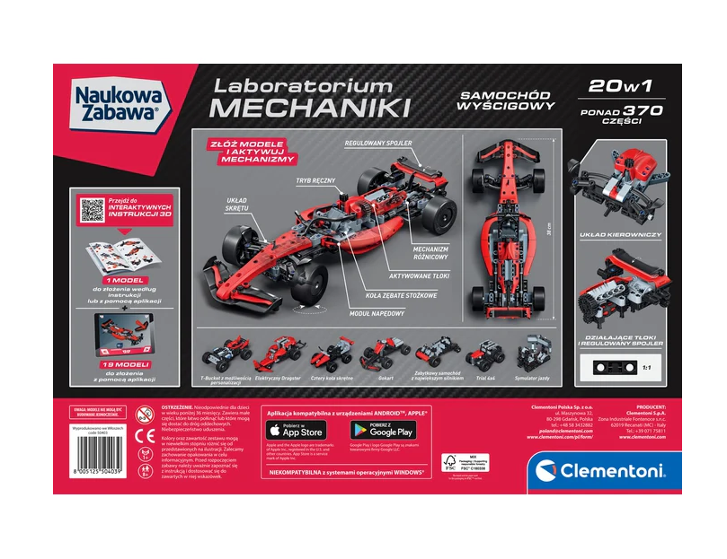 Science & Play – Mechanics Laboratory Racing Car Polish Version Clementoni 50403