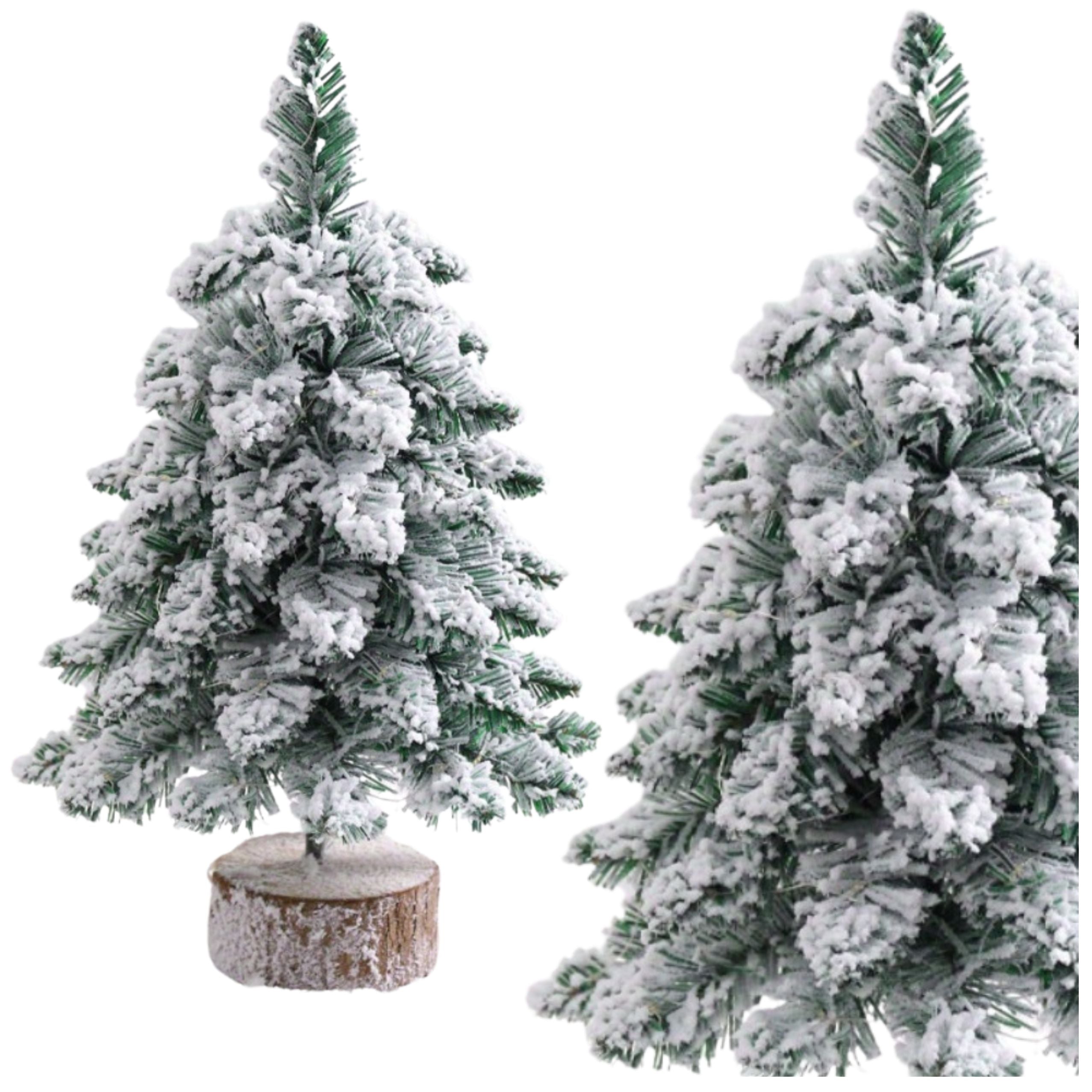 Decorative Artificial Christmas Tree On A Trunk Covered With Snow 60 X 16 Cm