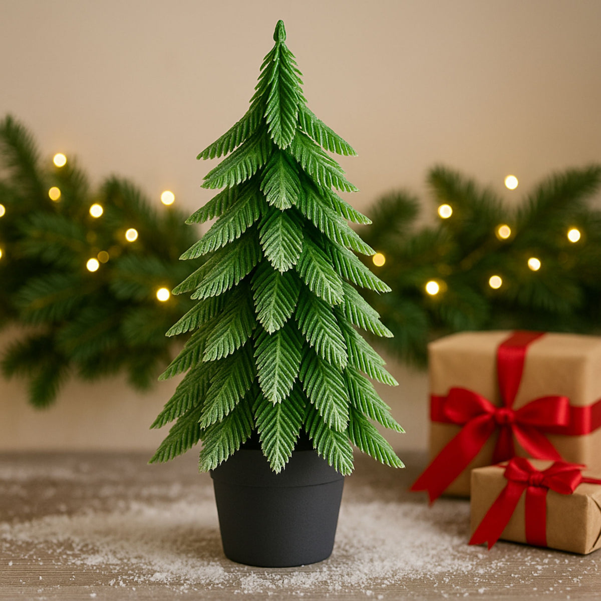Artificial Decorative Christmas Tree In A Pot Silver Finish 32 X 12 Cm