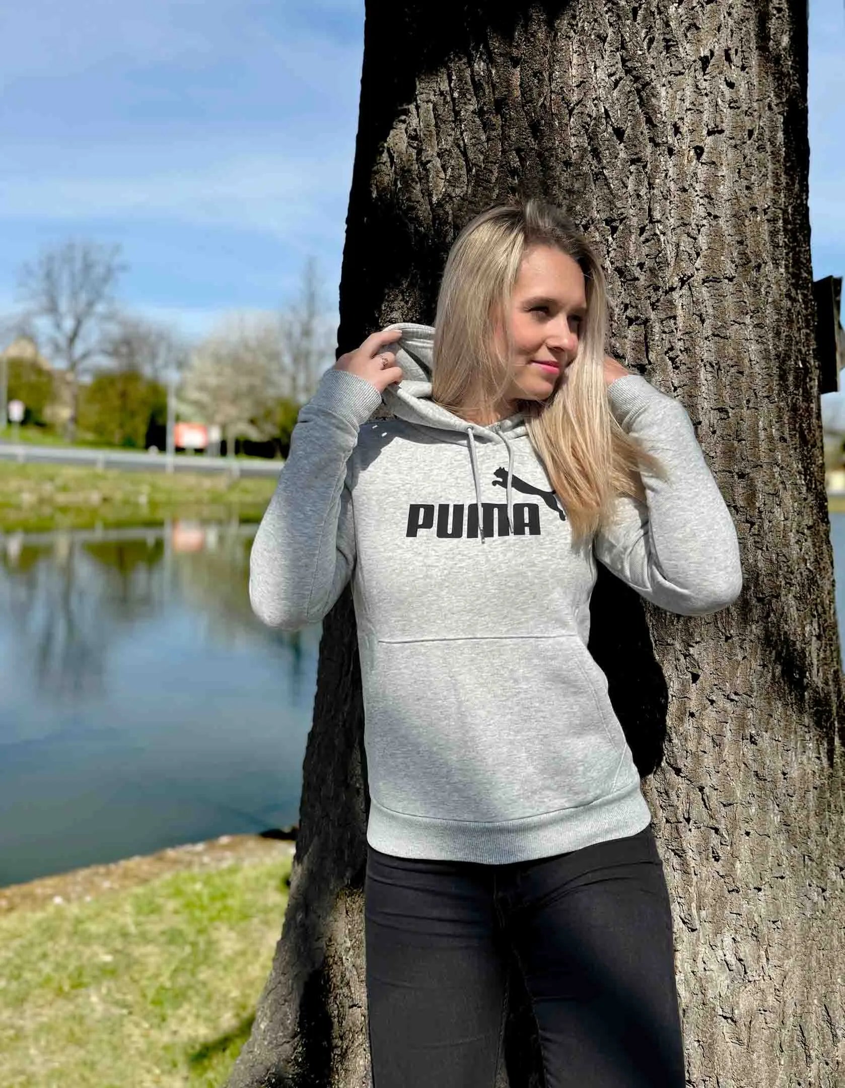 Damen Puma Hoody Grau