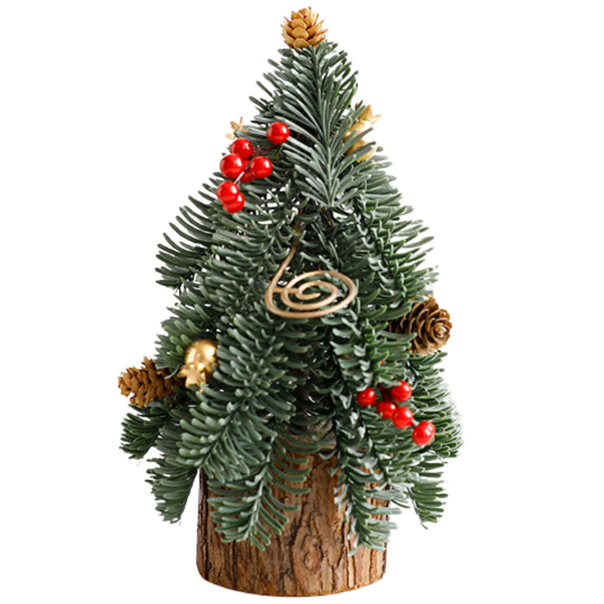 Decorative Christmas Tree On A Trunk Red Rowan Cones 26 X 12 Cm