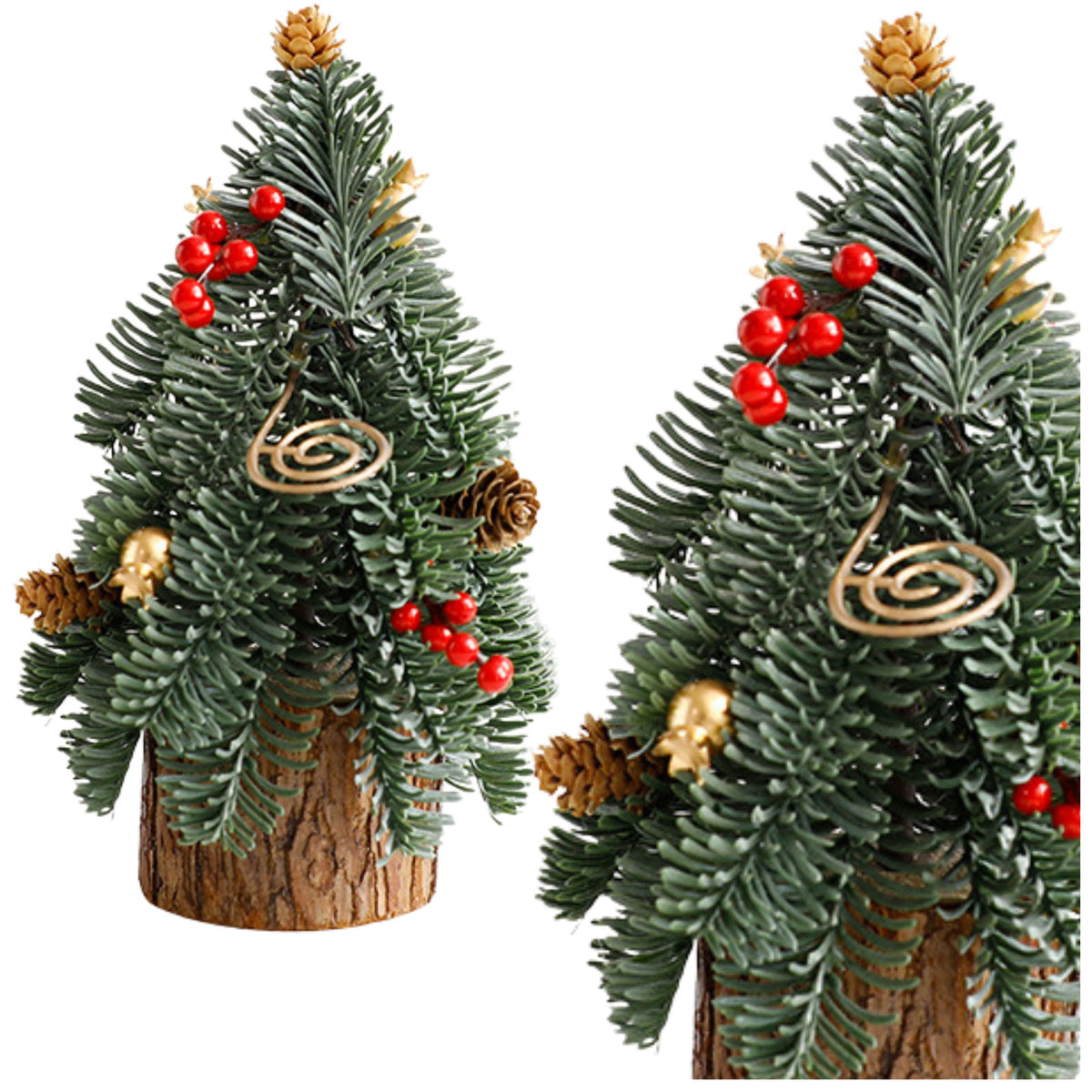 Decorative Christmas Tree On A Trunk Red Rowan Cones 38 X 15 Cm