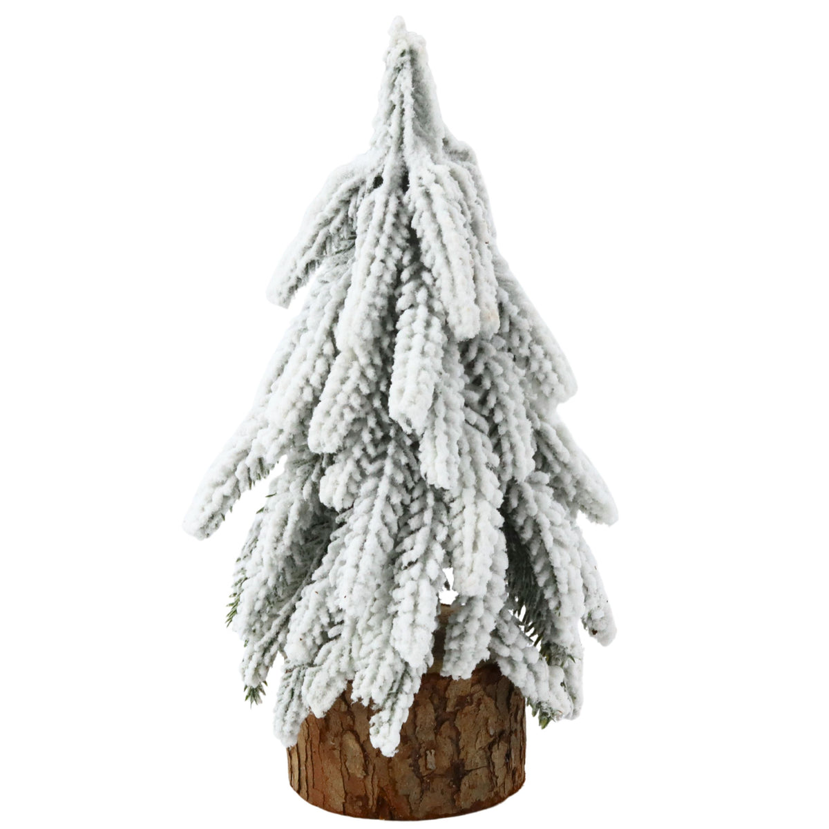 Árbol De Navidad Artificial Decorativo Sobre Un Tronco Cubierto De Nieve 30 X 10 Cm