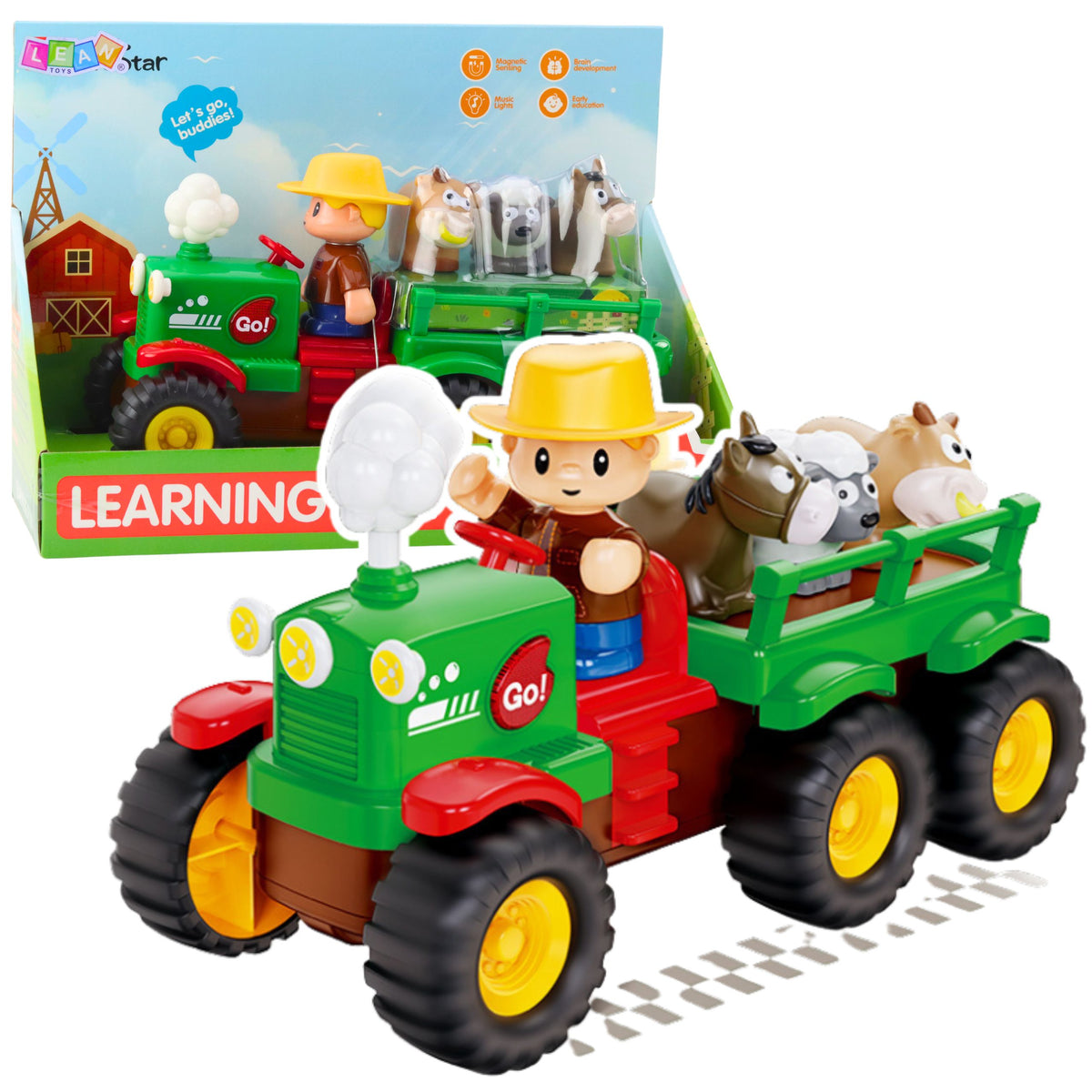 Educational Interactive Tractor For Toddlers Animals Lights Sounds