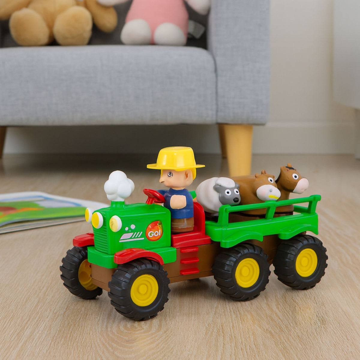 Educational Interactive Tractor For Toddlers Animals Lights Sounds