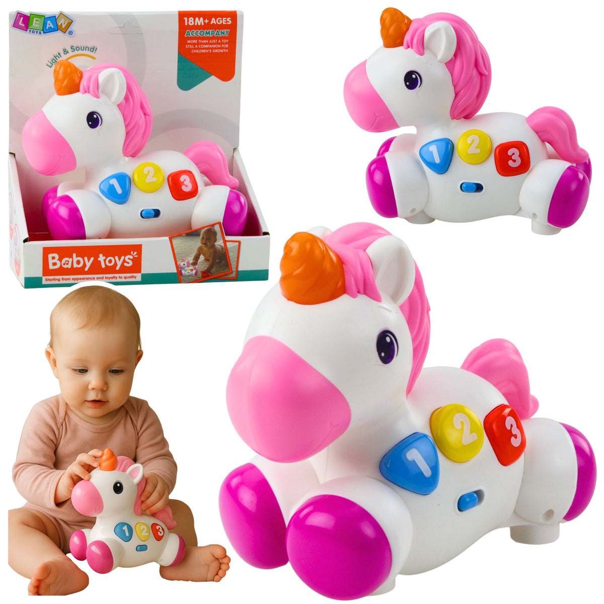 Interactive Toy For Toddlers Unicorn On Wheels Lights And Sounds