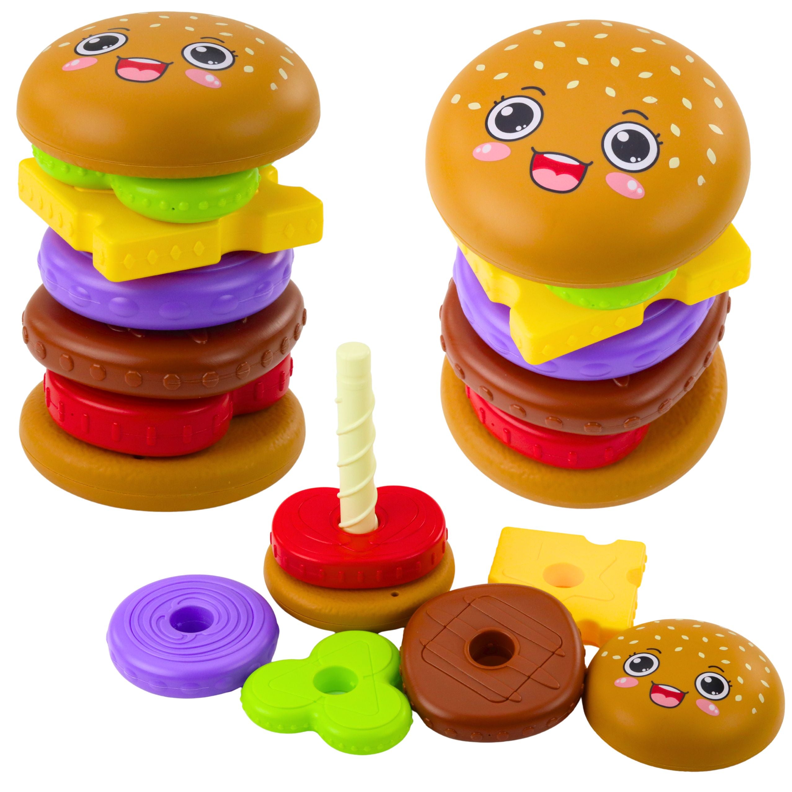 Hamburger Pyramid Puzzle For Children Colorful 7 Pcs.