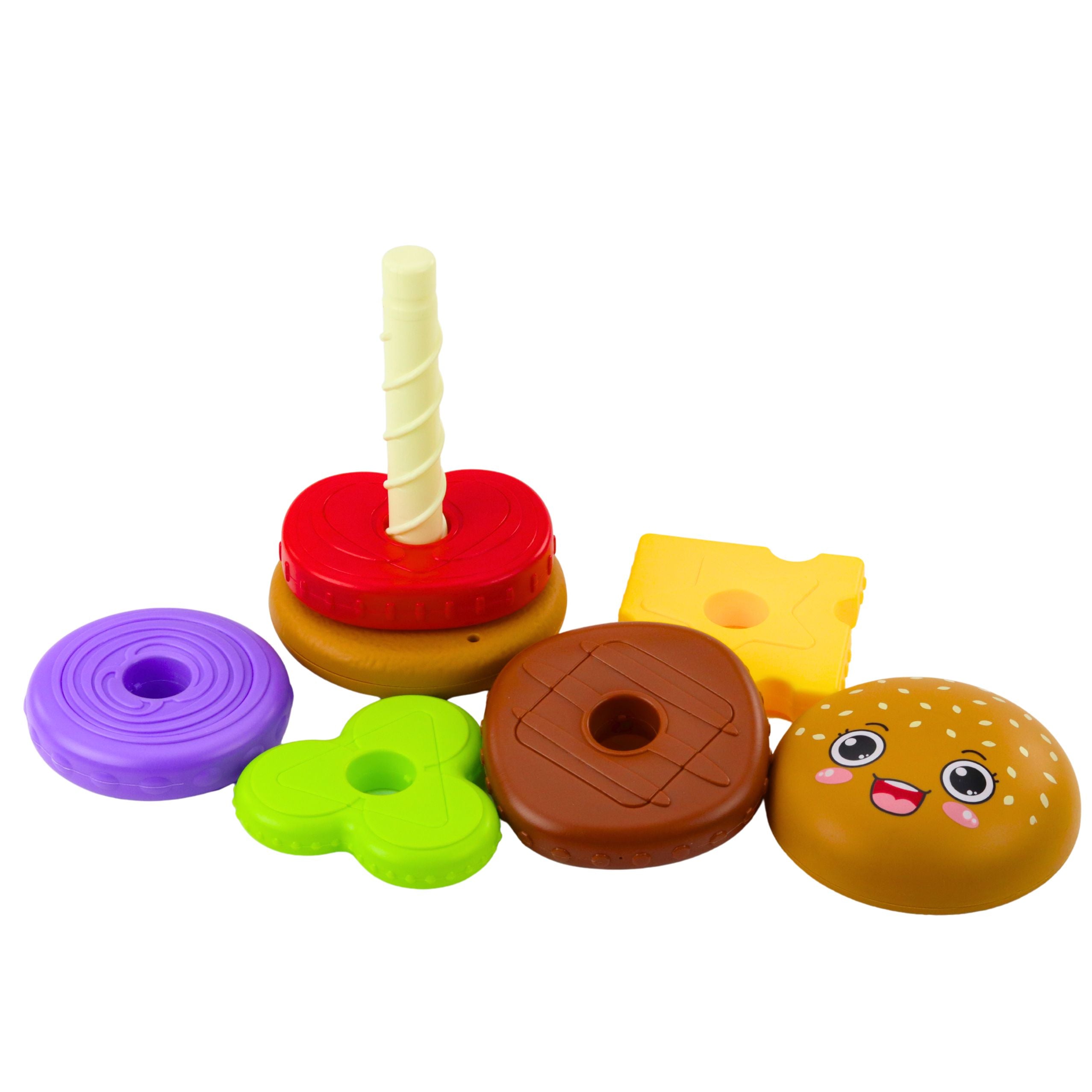 Hamburger Pyramid Puzzle For Children Colorful 7 Pcs.