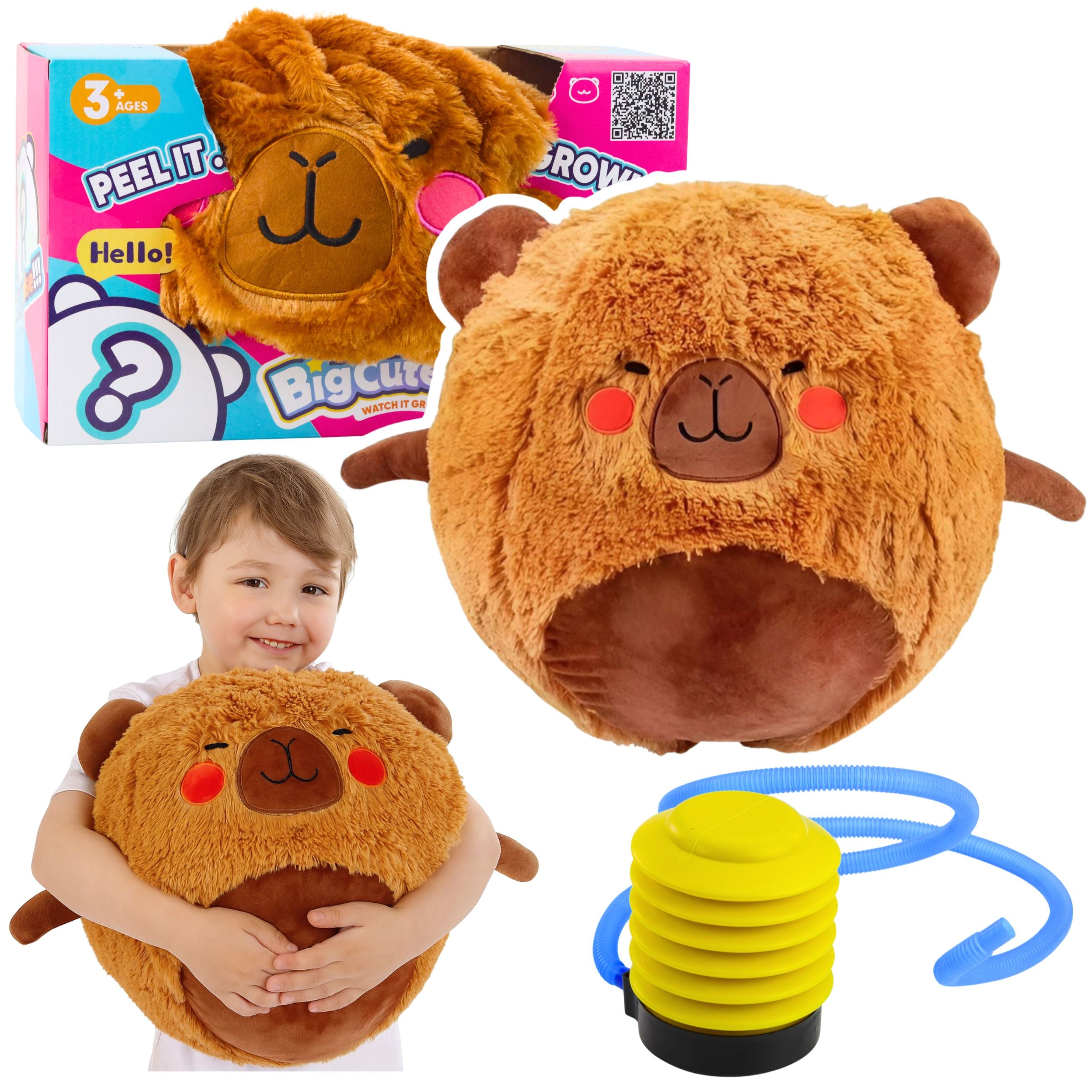 Jumping Ball Growing Plush Capybara Brown Pump 50 Cm