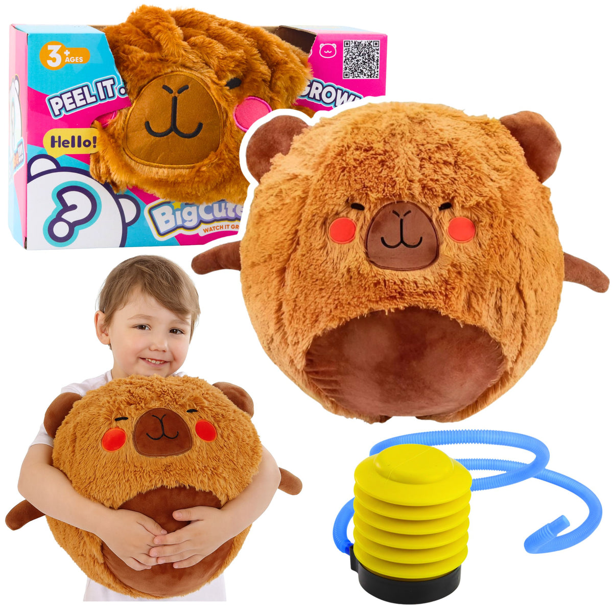 Jumping Ball Growing Plush Capybara Brown Pump 50 Cm
