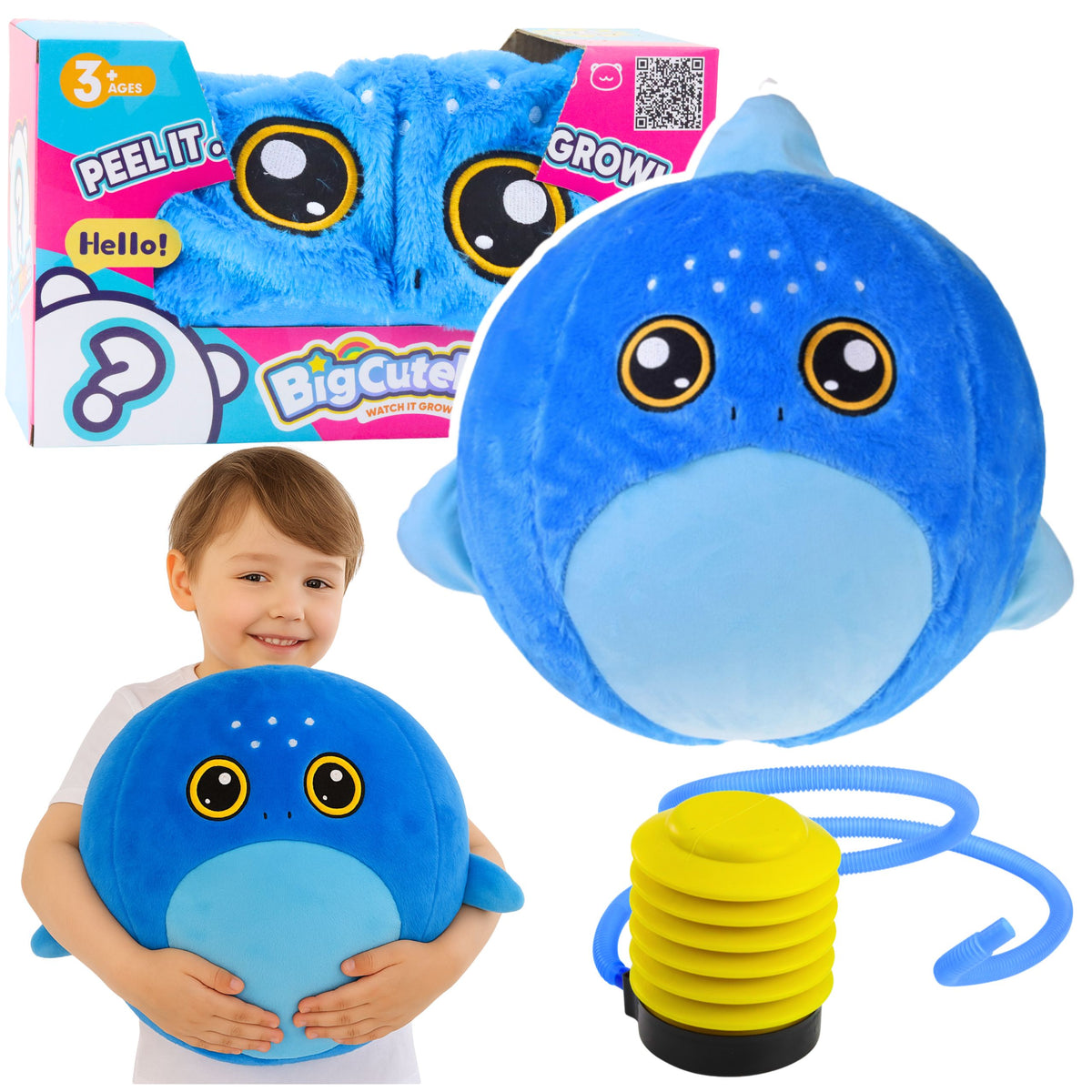 Growing Plush Blue Shark Jumping Ball Pump 50 Cm