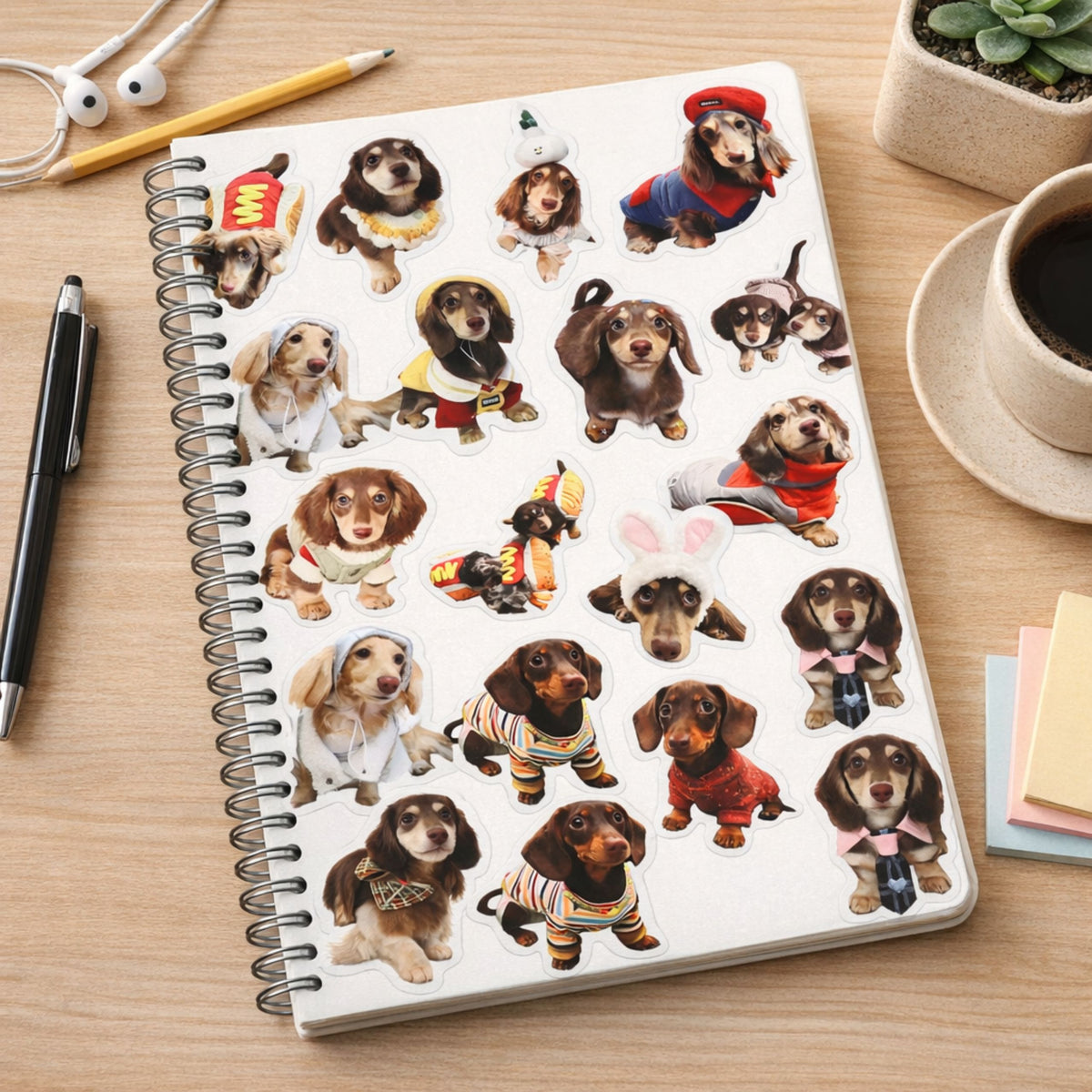 Set Of Paper Stickers With Spaniel Dogs For Decorating 50 Pcs.