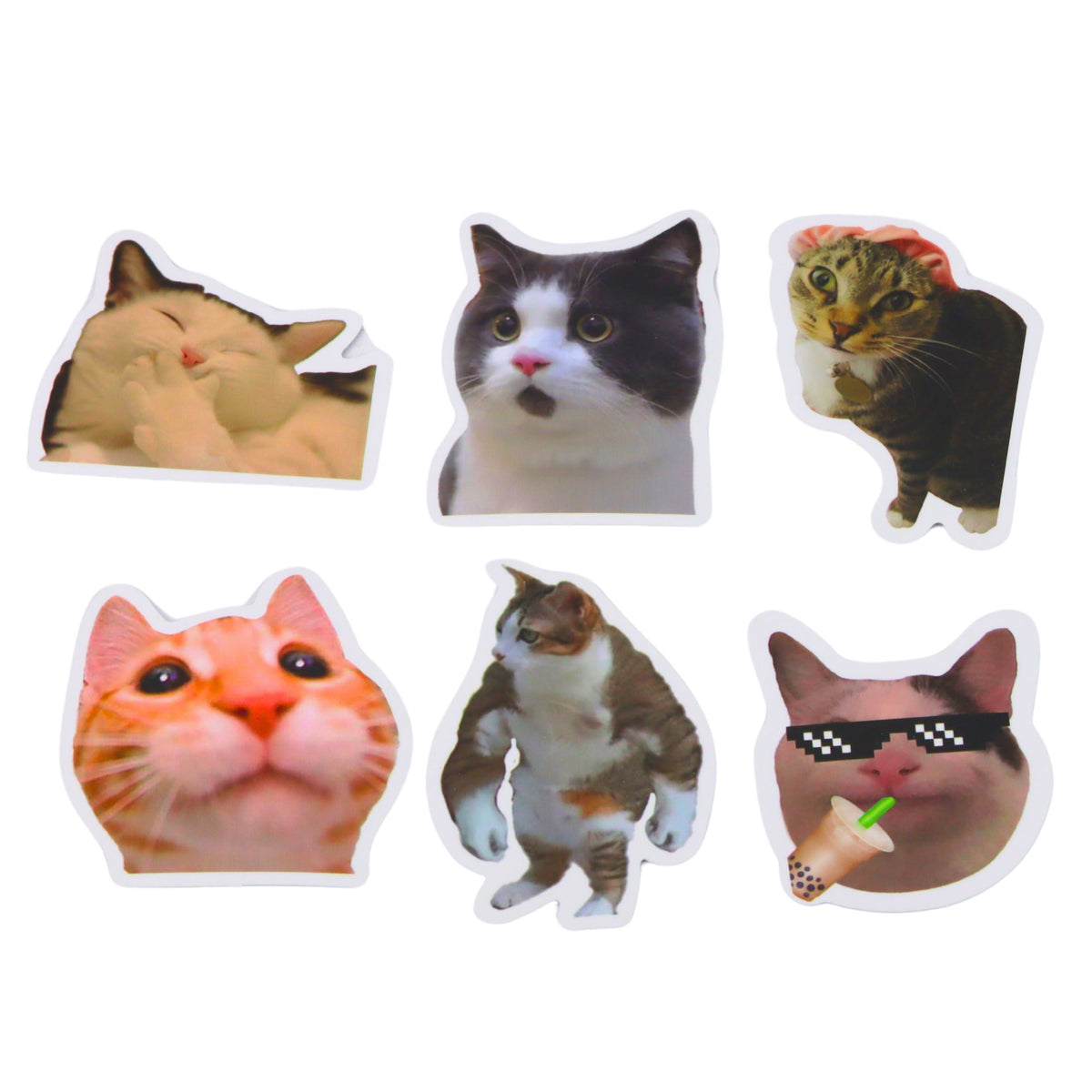 Set Of Cats Stickers Memes Decorative Various Motifs 50 Pcs. 7-8 Cm