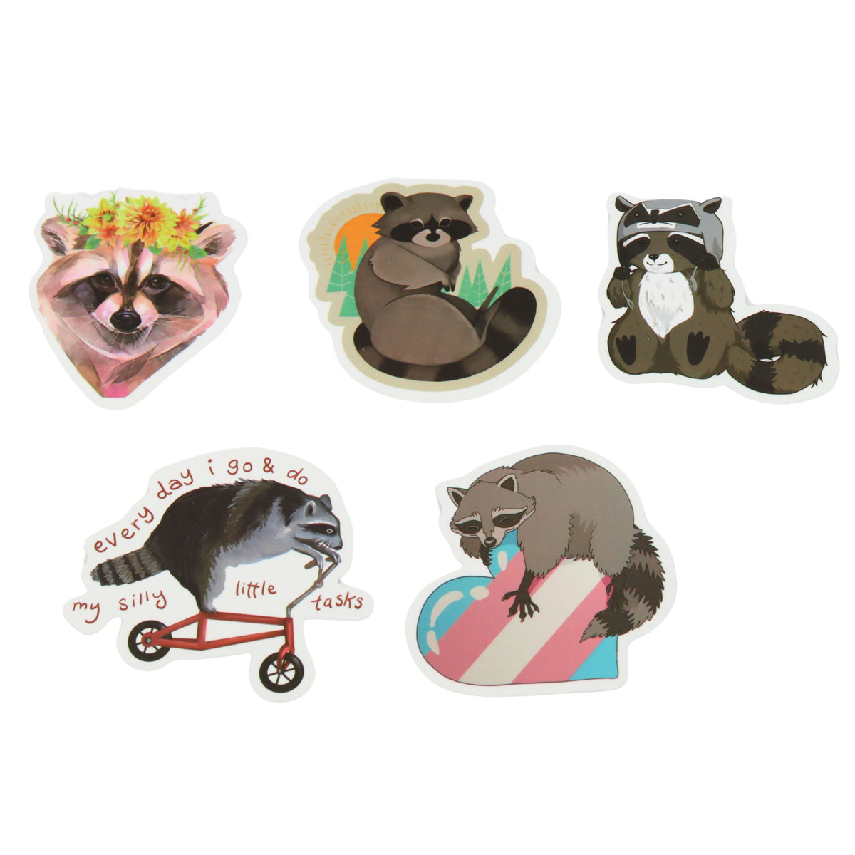 Set Waschbär-Aufkleber, dekorativ, verschiedene Motive, 50-tlg. 7-8 cm