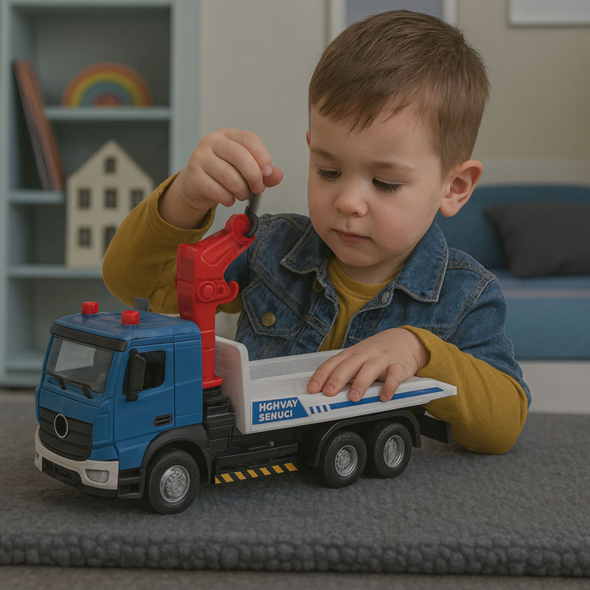 Tow Truck With Tow Truck Metal Cabin Lights Sounds
