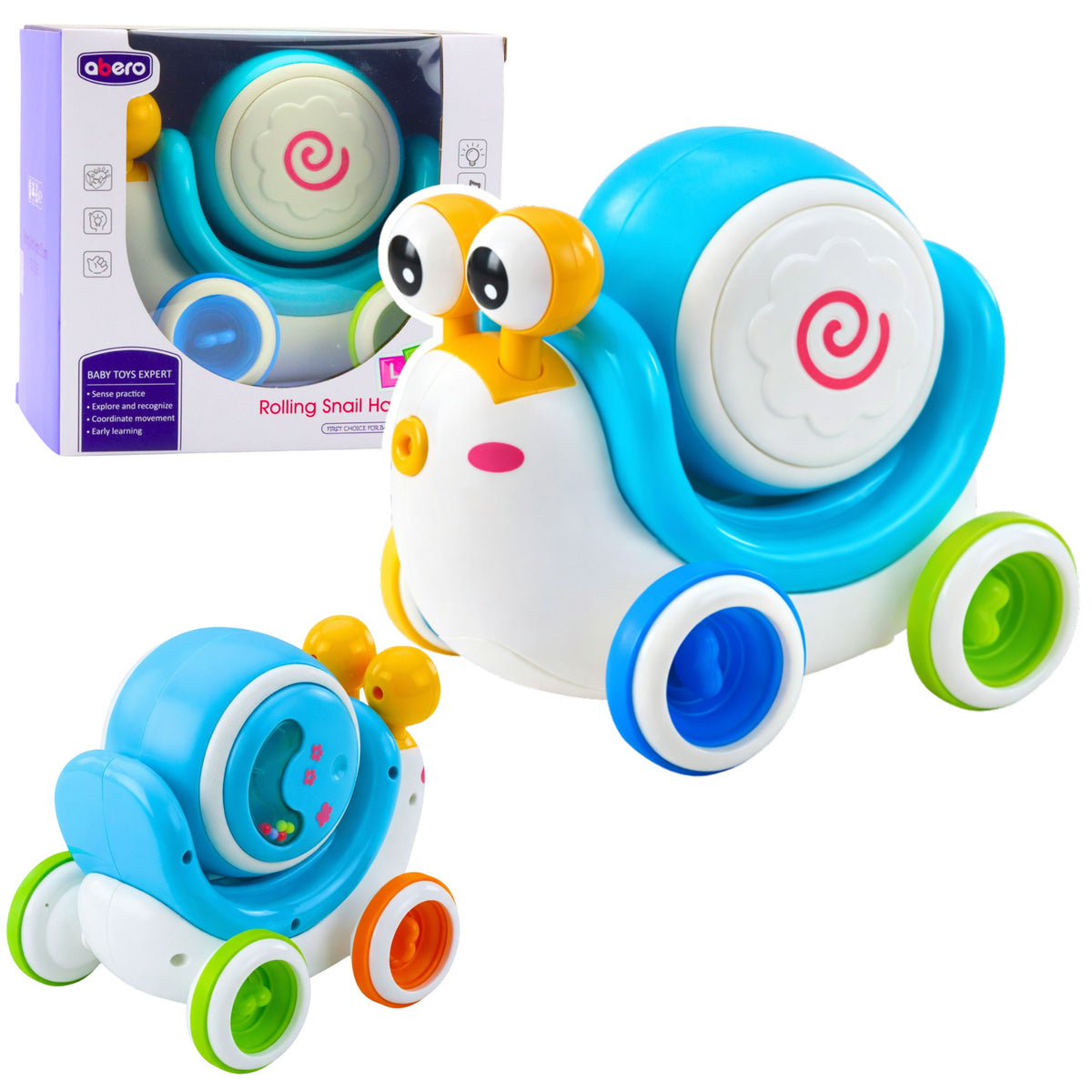 Interactive Snail Riding Drum Musical Educational Blue