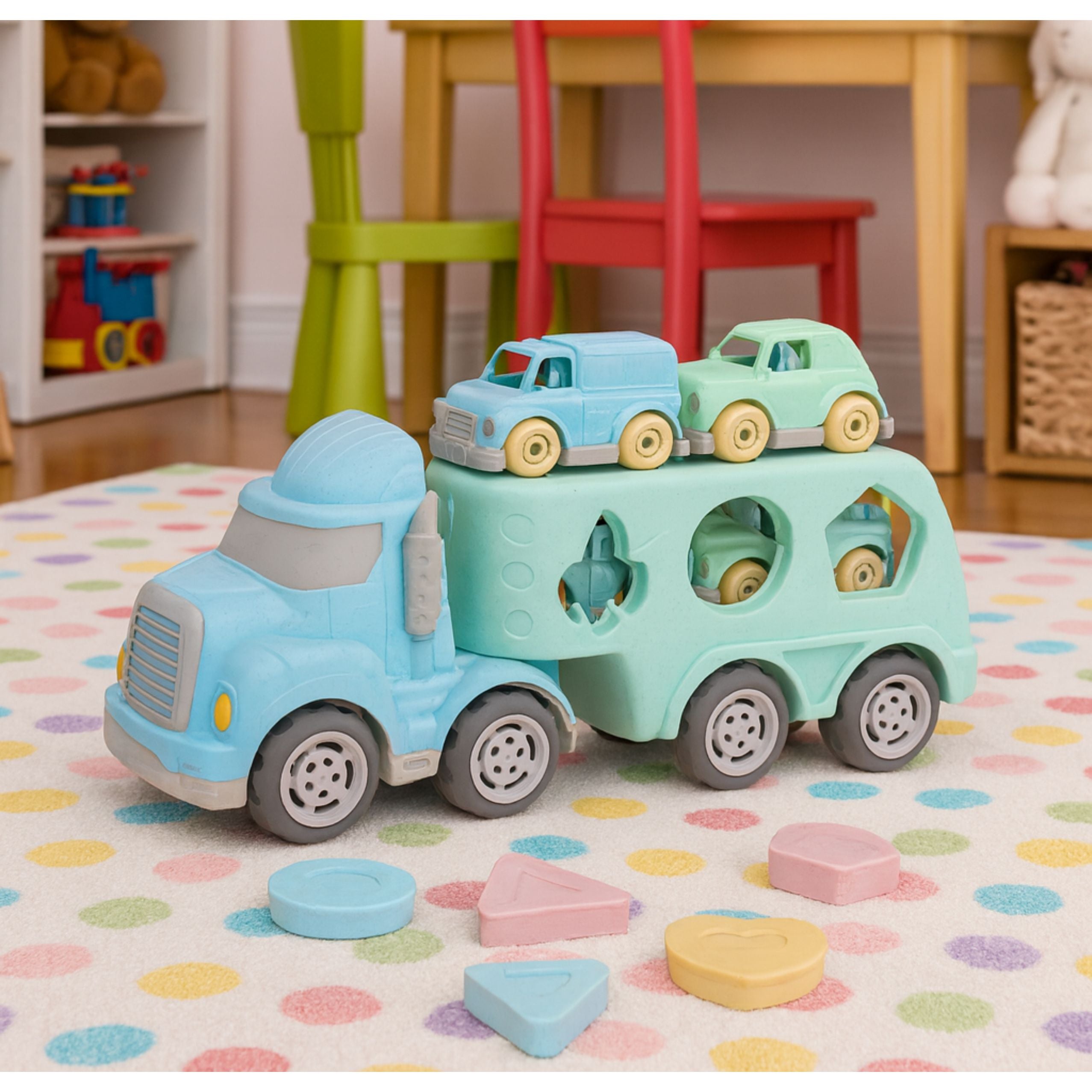Truck Tow Truck Educational Sorter With Cars Blocks Pastel Bio Plastic