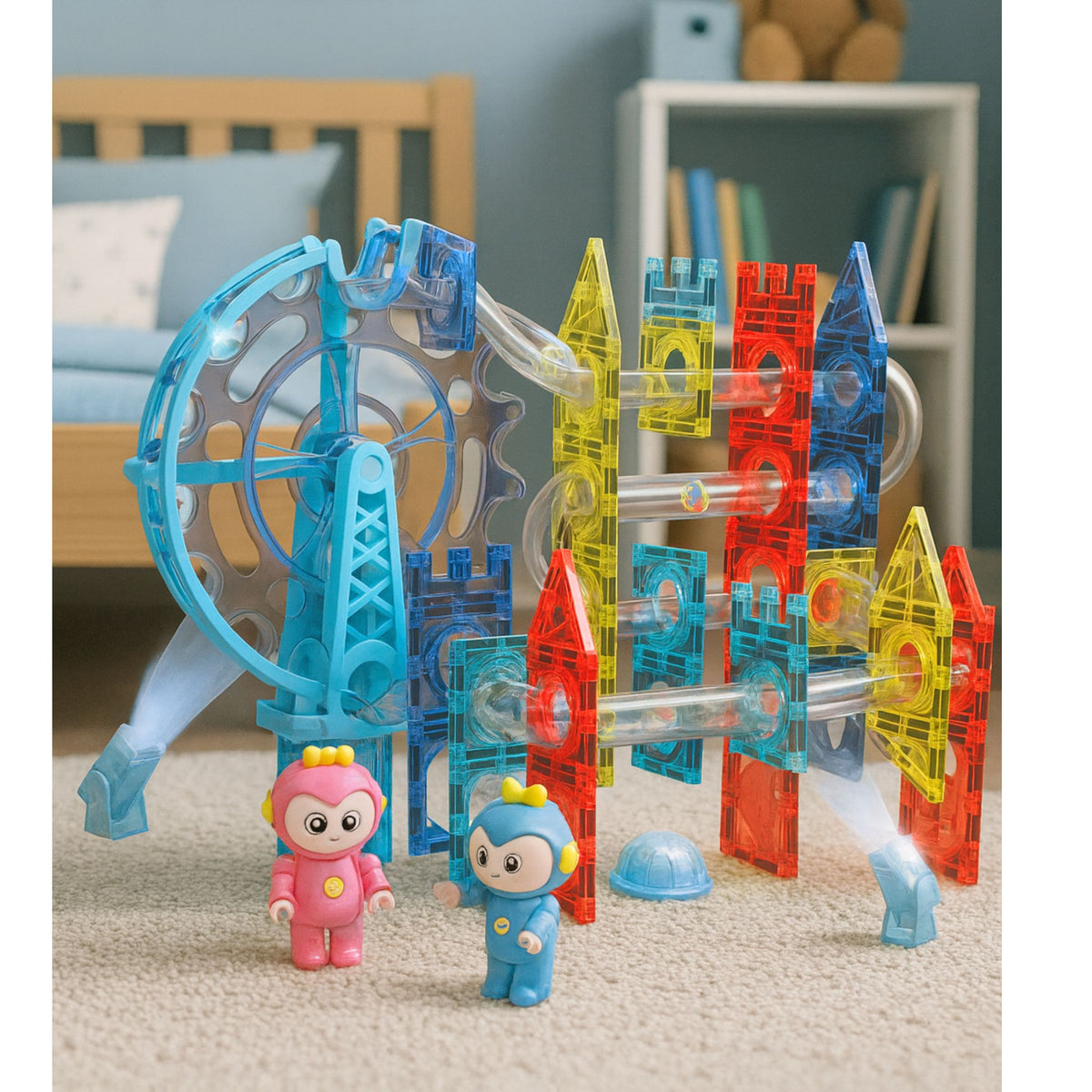 Magnetische Raumbausteine Kugelbahn Leuchtende Menschen 120 Stk.
