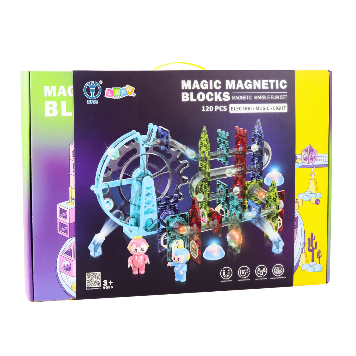 Magnetische Raumbausteine Kugelbahn Leuchtende Menschen 120 Stk.