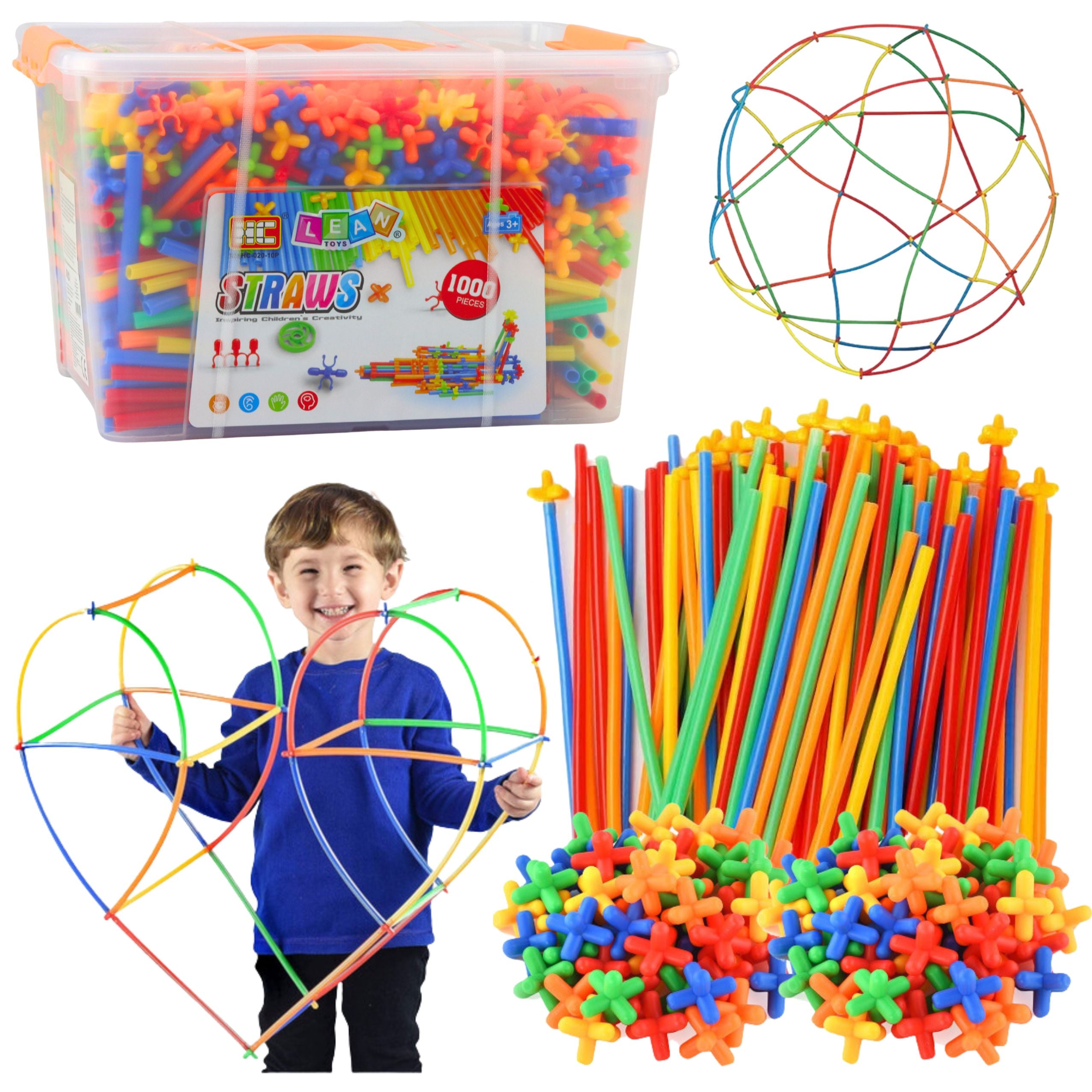 Straws 3d 4d Construction Blocks In A Box Colorful 1000 Pcs.