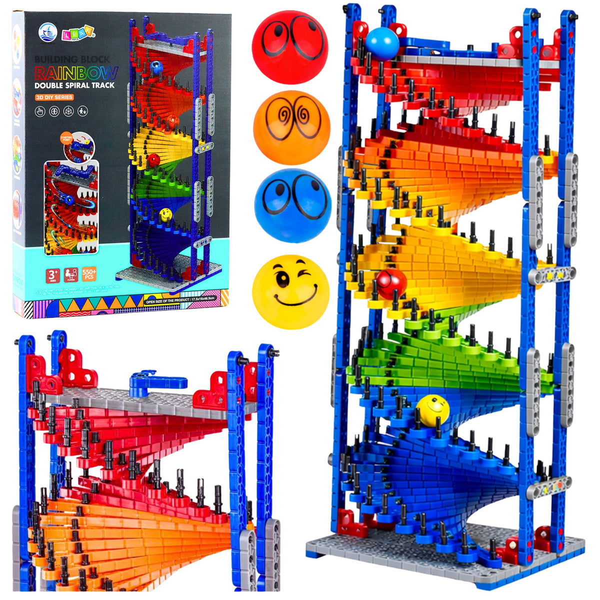 Educational Construction Blocks Slide Track For Balls Colorful 550 Pcs.