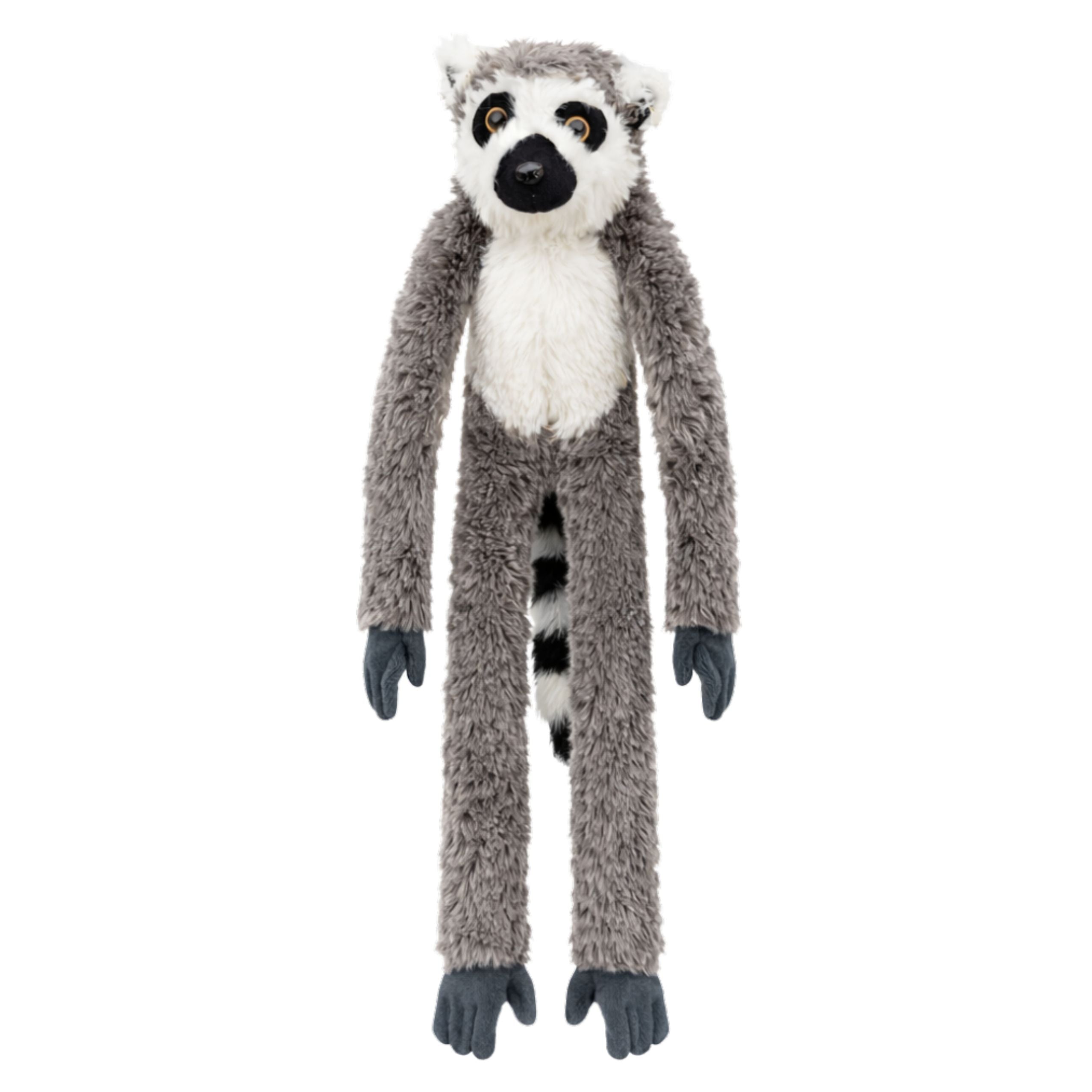Plush Lemur Cuddly Toy With Velcro For Hanging Gray 35cm