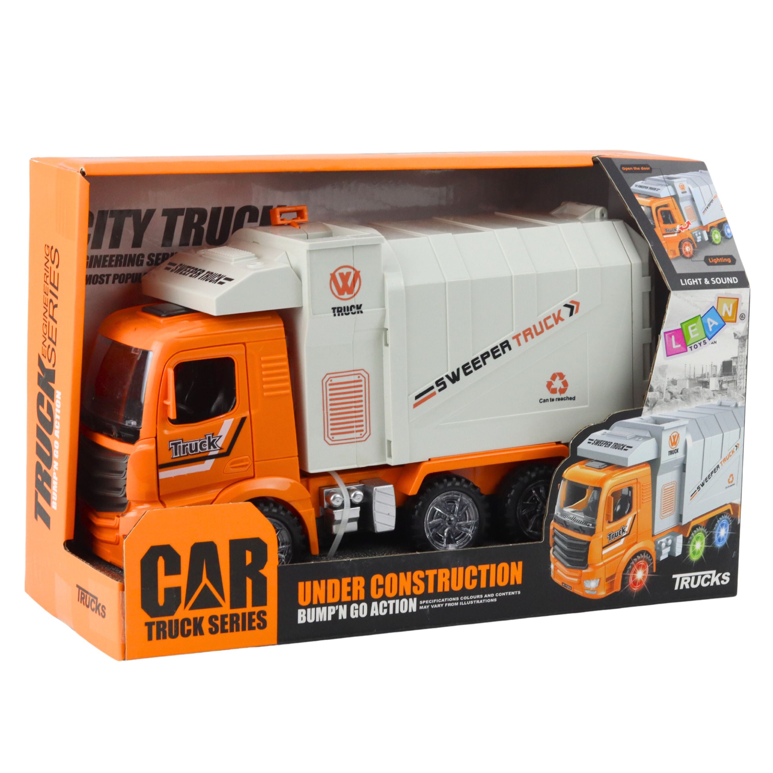Garbage Truck City Lights Sounds Orange
